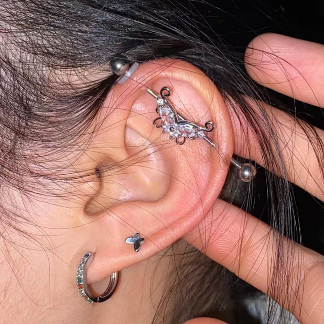 industrial barbell ear bar earrings
