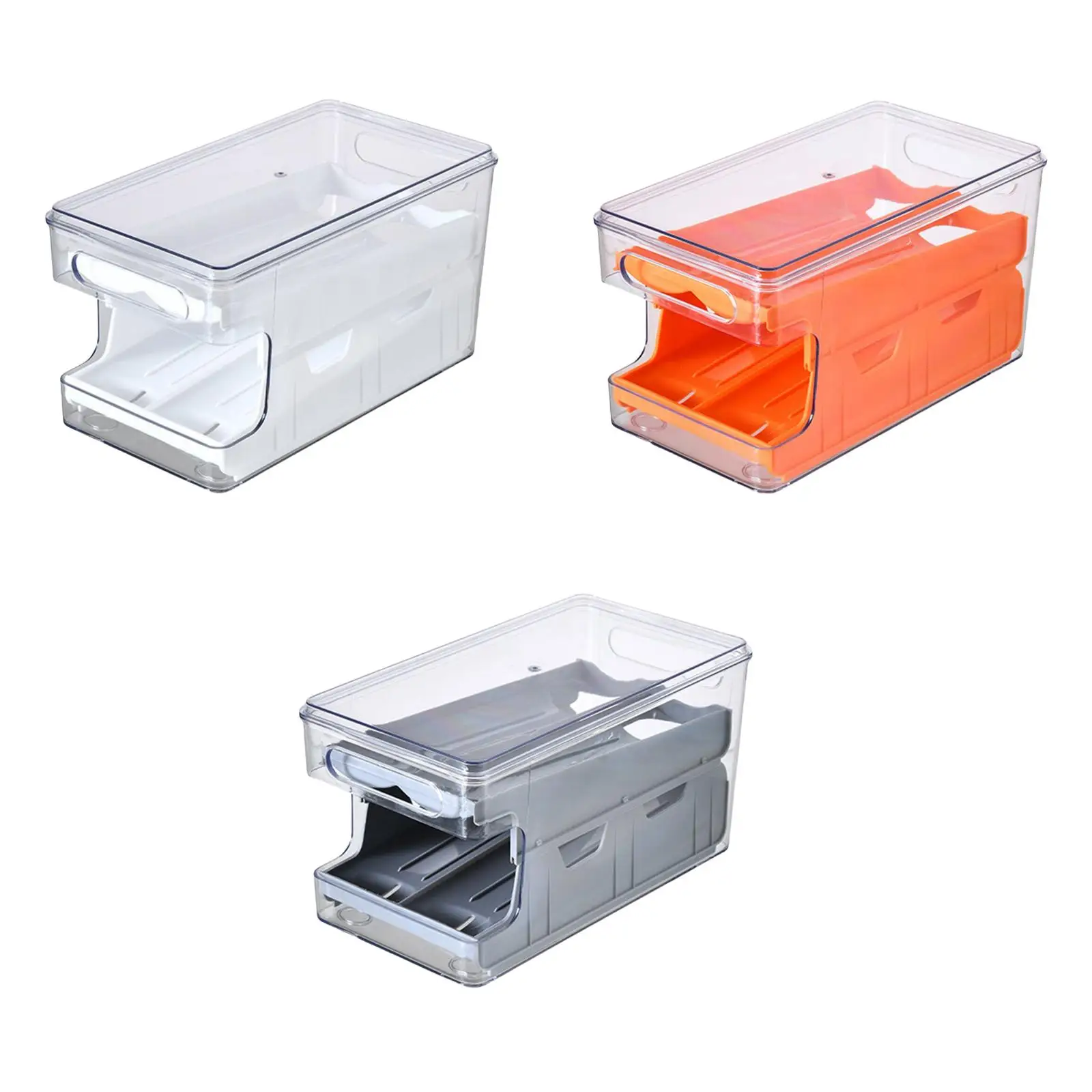 Egg Storage Box Automatic Rolling Double Layer Organizer for Household