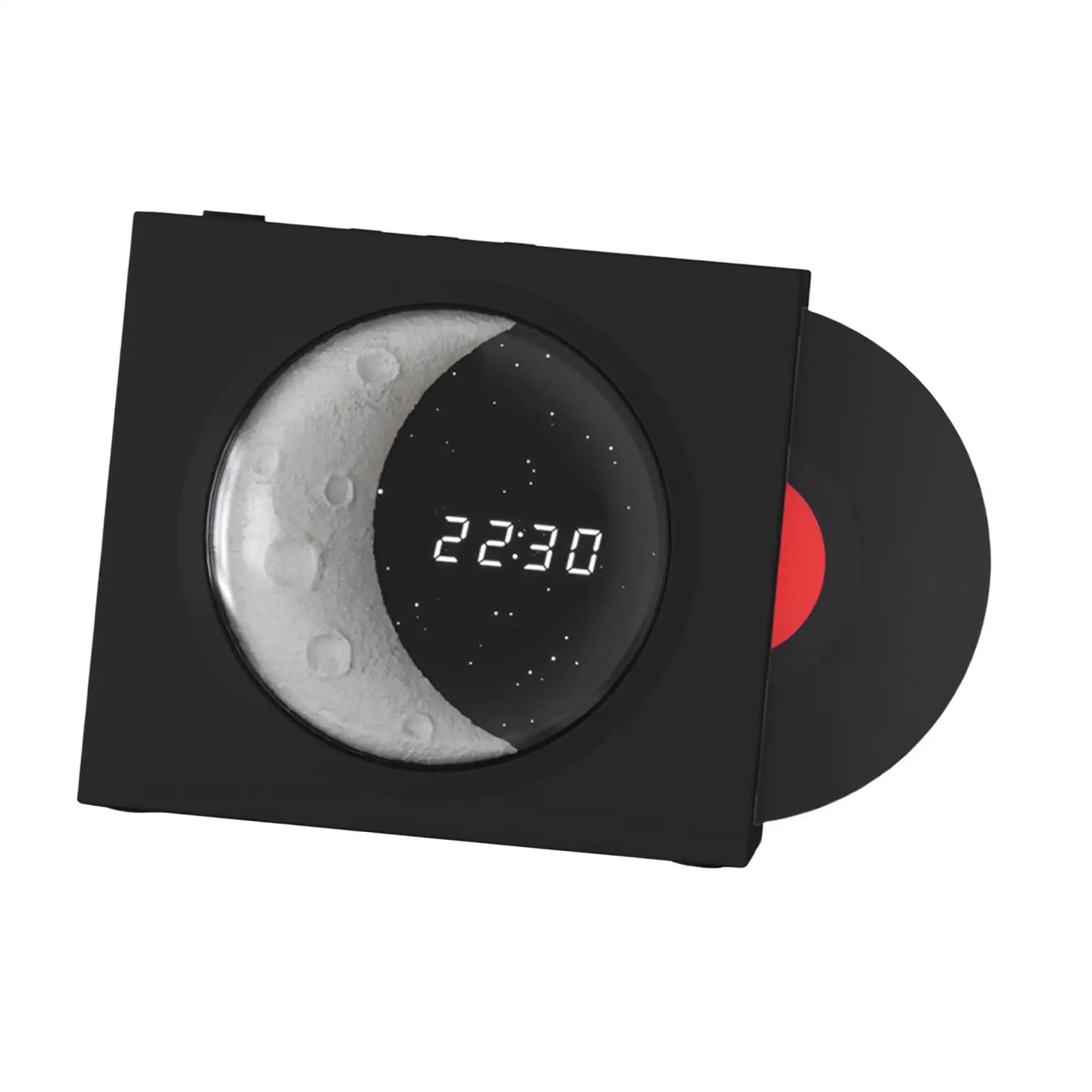 Vinyl Bluetooth Speaker Fashion Stereo Sound Moon Atmosphere Light Vintage Bluetooth Speaker with Clock Display for Bedroom,Home