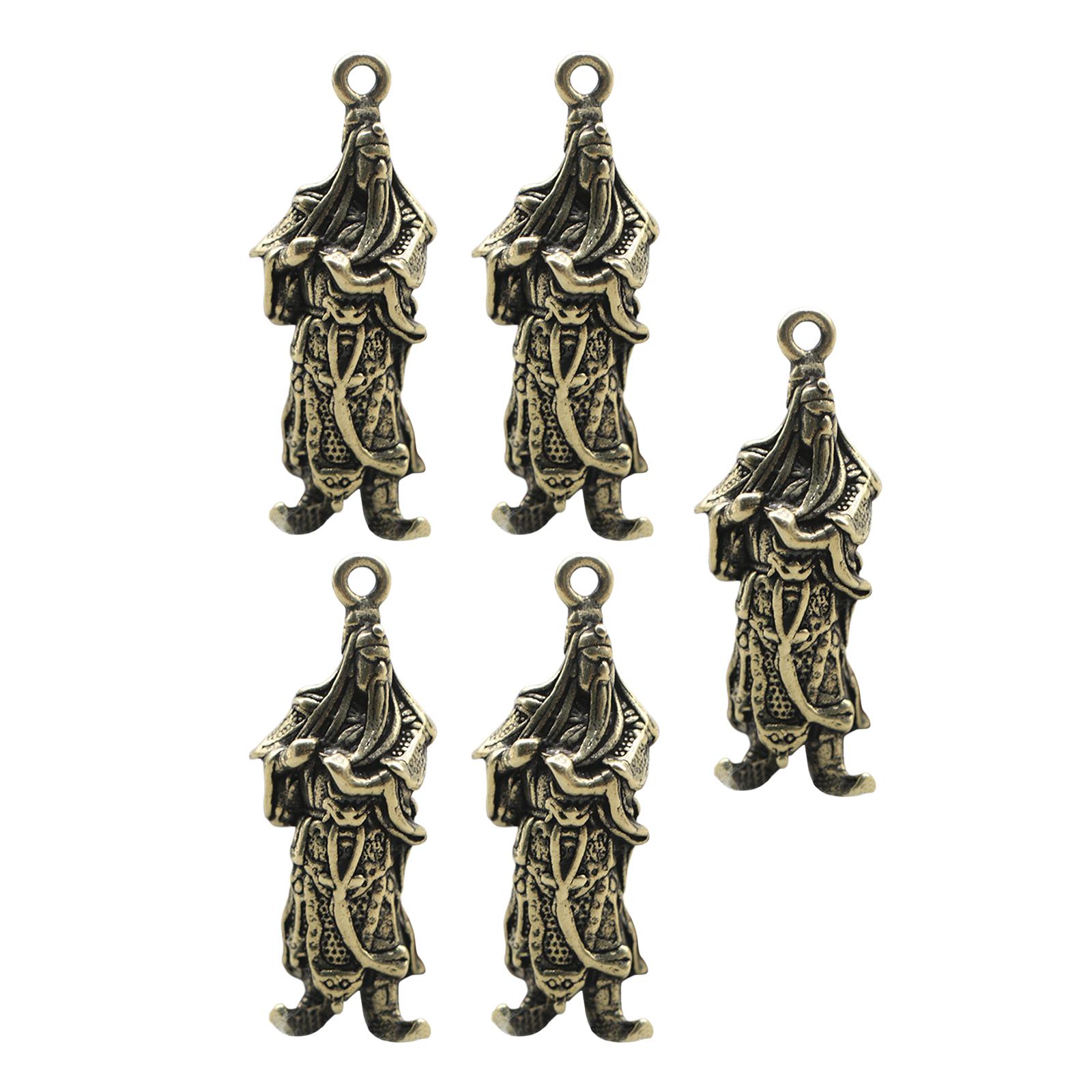 5Pcs Chinese Small Statues Figurine Ornaments Pendant Charm Collectible for Decor Home Decoration Keychains Findings Necklace