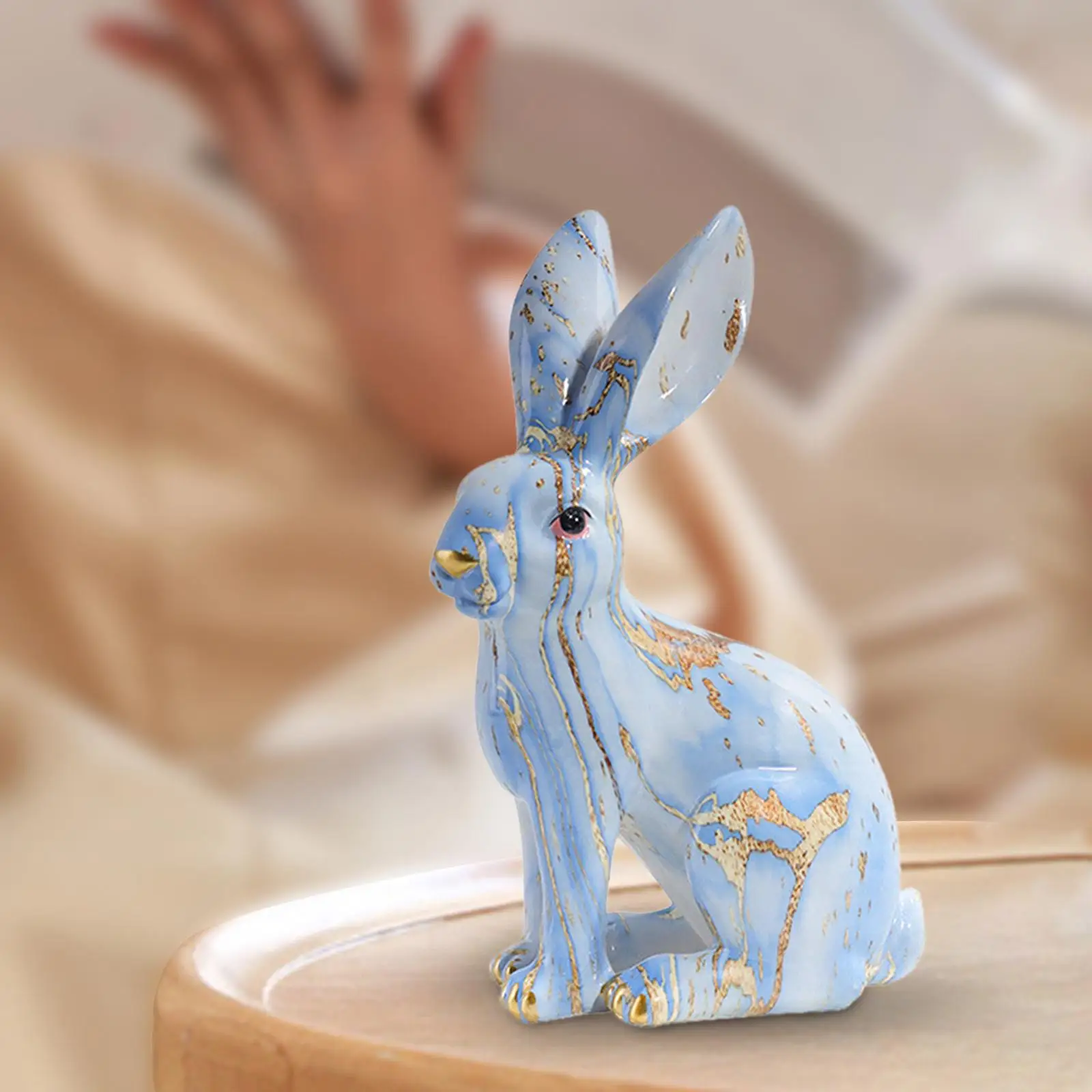 Rabbit Statue Scupture Modern Resin Animal Figurine for Porch Desktop Decor