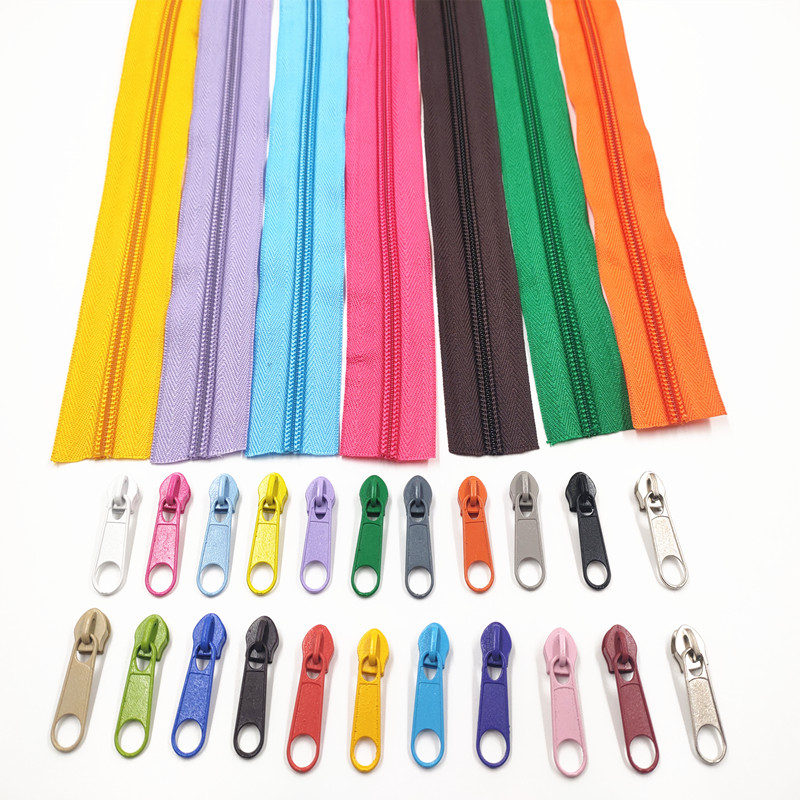 1/2/3/5/8/10 Meters 5# Long Nylon Zippers Rolls with 2/4/6/10/16 /20 Pieces  Zipper Slider For Tailor Sewing Accessories