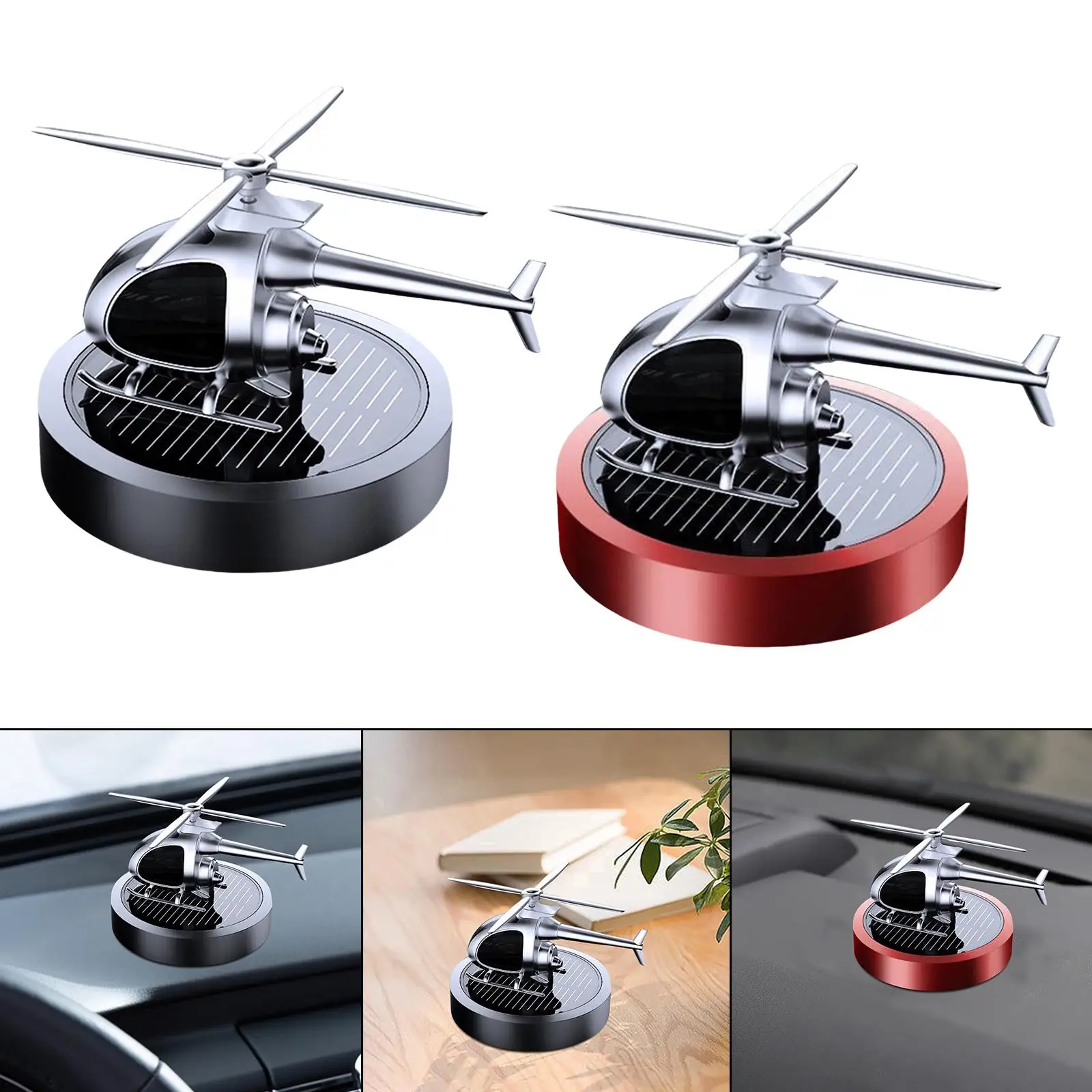 Solar Car Air Freshener Essential Oil Diffuser Helicopter Model Stylish Creative Small for Car Vehicles Office Desk Decoration