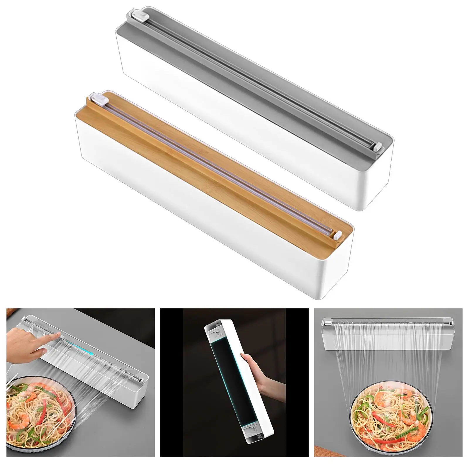 Refillable Cling Film Cutting Box Safety Household Food Wrap Dispenser for Home