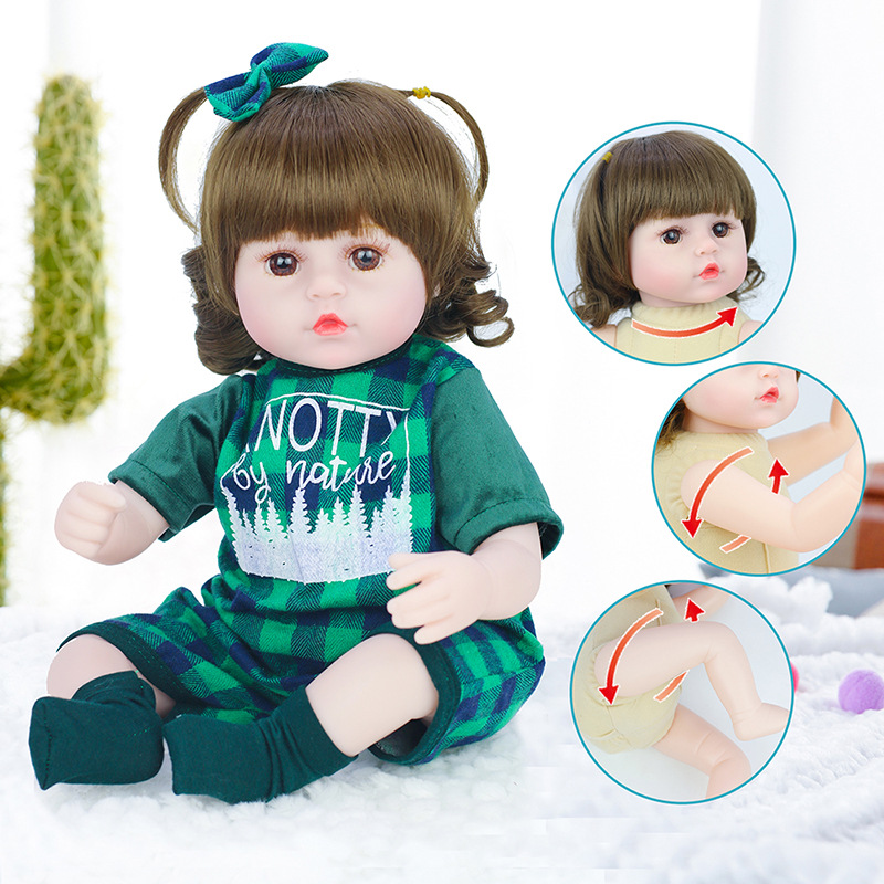 Simulated Rebirth Doll Cute Baby Vivid Rebirth Doll Green Plaid