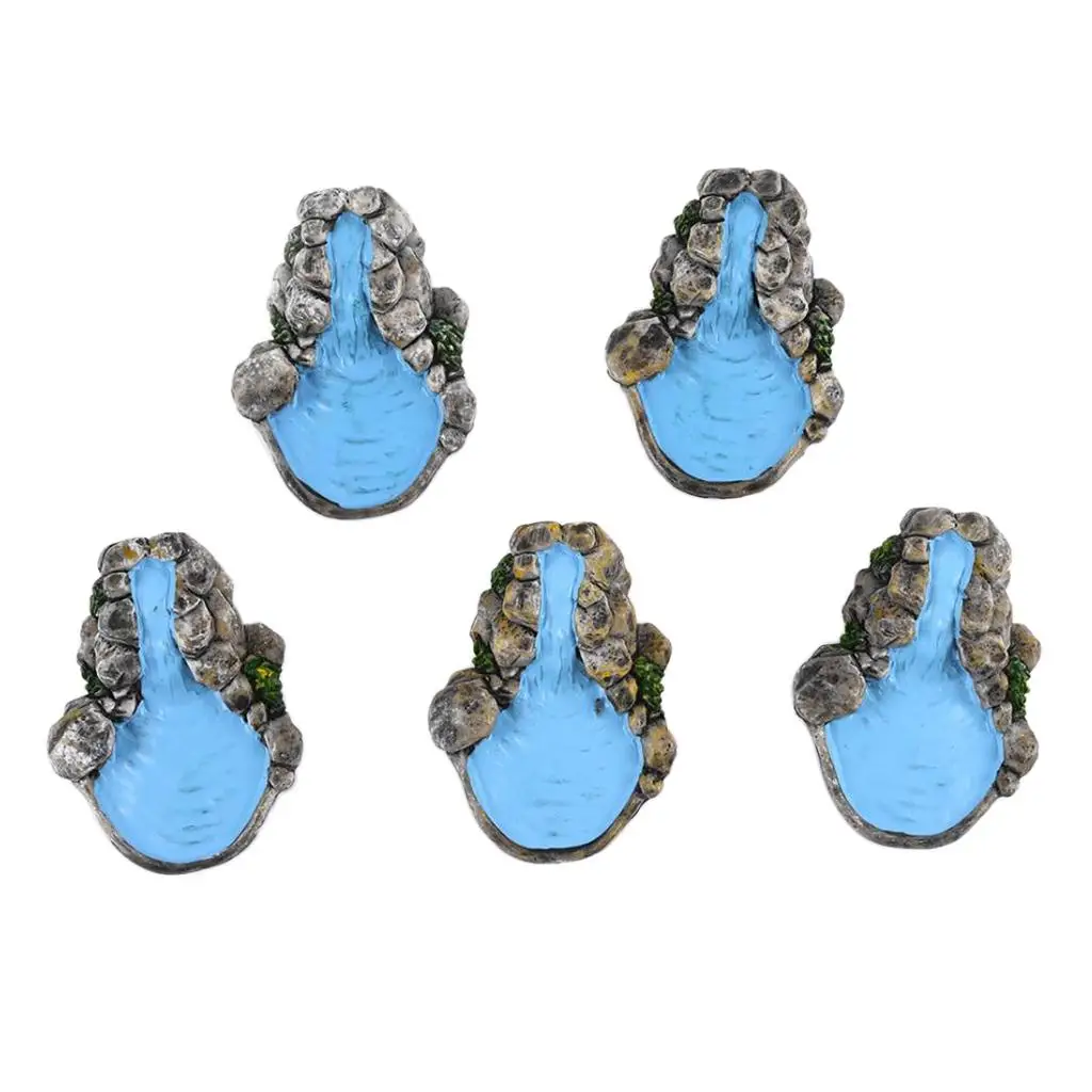 5Pcs Miniature Fairy Mountain Stream Resin  Micro Landscape DIY