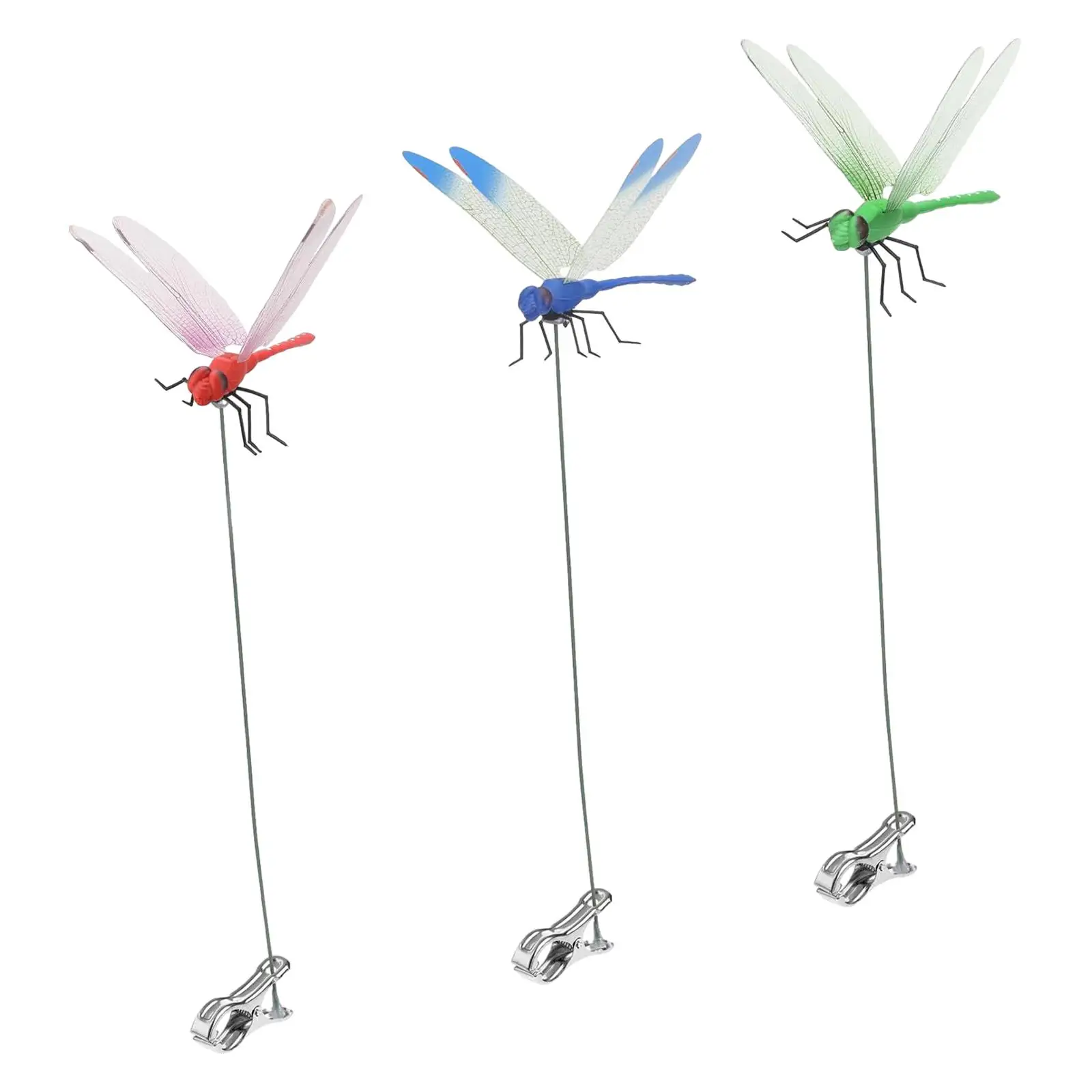3 Pieces Artificial Dragonfly Stakes Creative Resin Simulation Dragonfly Stakes for Lawn Decor Planter Outdoor Patio Garden