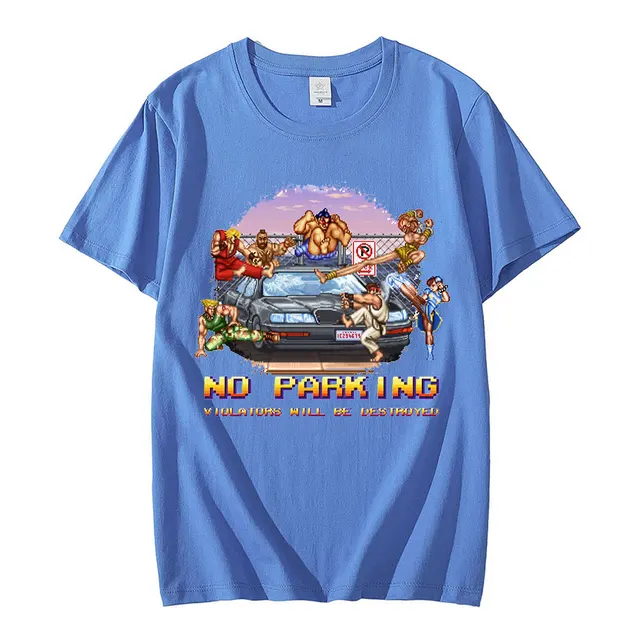 Streetwear Tops Street Fighter T-shirts Hip Hop Funny Print Tshirt No  Parking Violators Will Be Destroyed t shirts Short Sleeve - AliExpress
