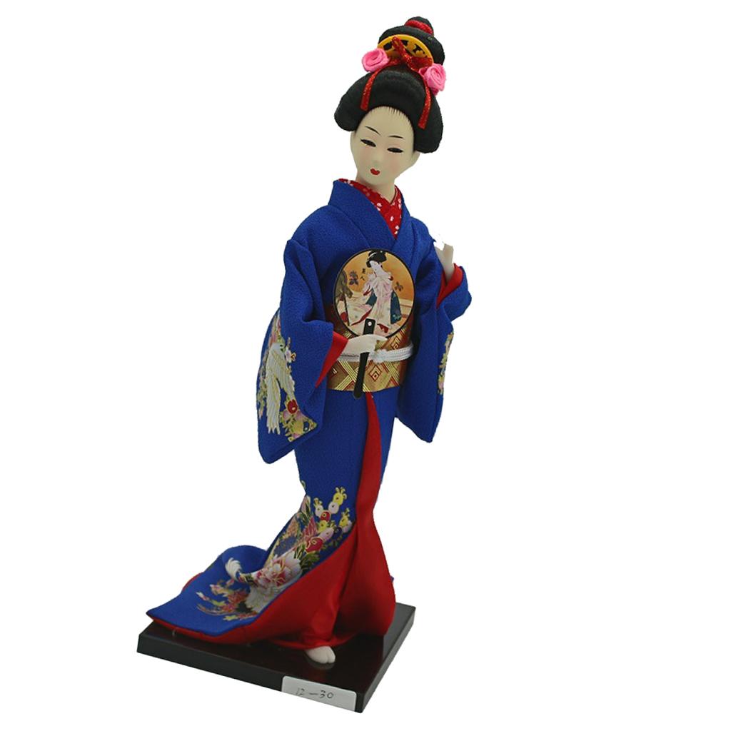 12inch Japanese Geisha Oriental Doll, Asian Kimono Doll Lady Figures Figurine, Home Office Desktop Decoration