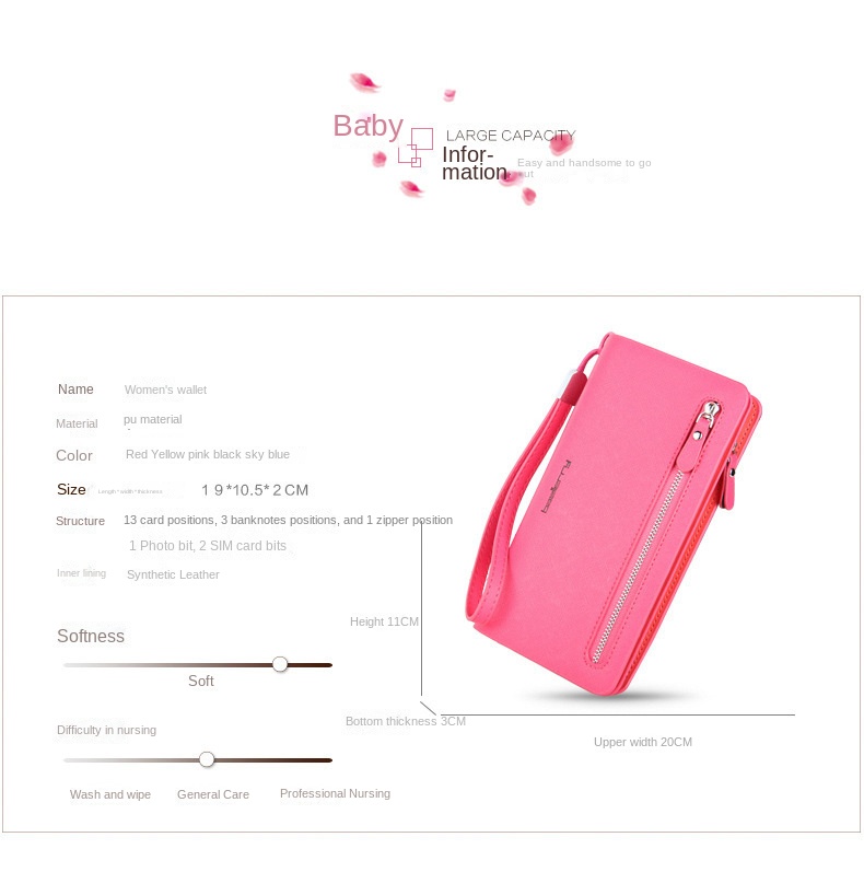 Portfel damski Baellerry New Arrival długa wielofunkcyjna portmonetka damska zapinana na zamek błyskawiczny torba na telefon komórkowy_voghion.com