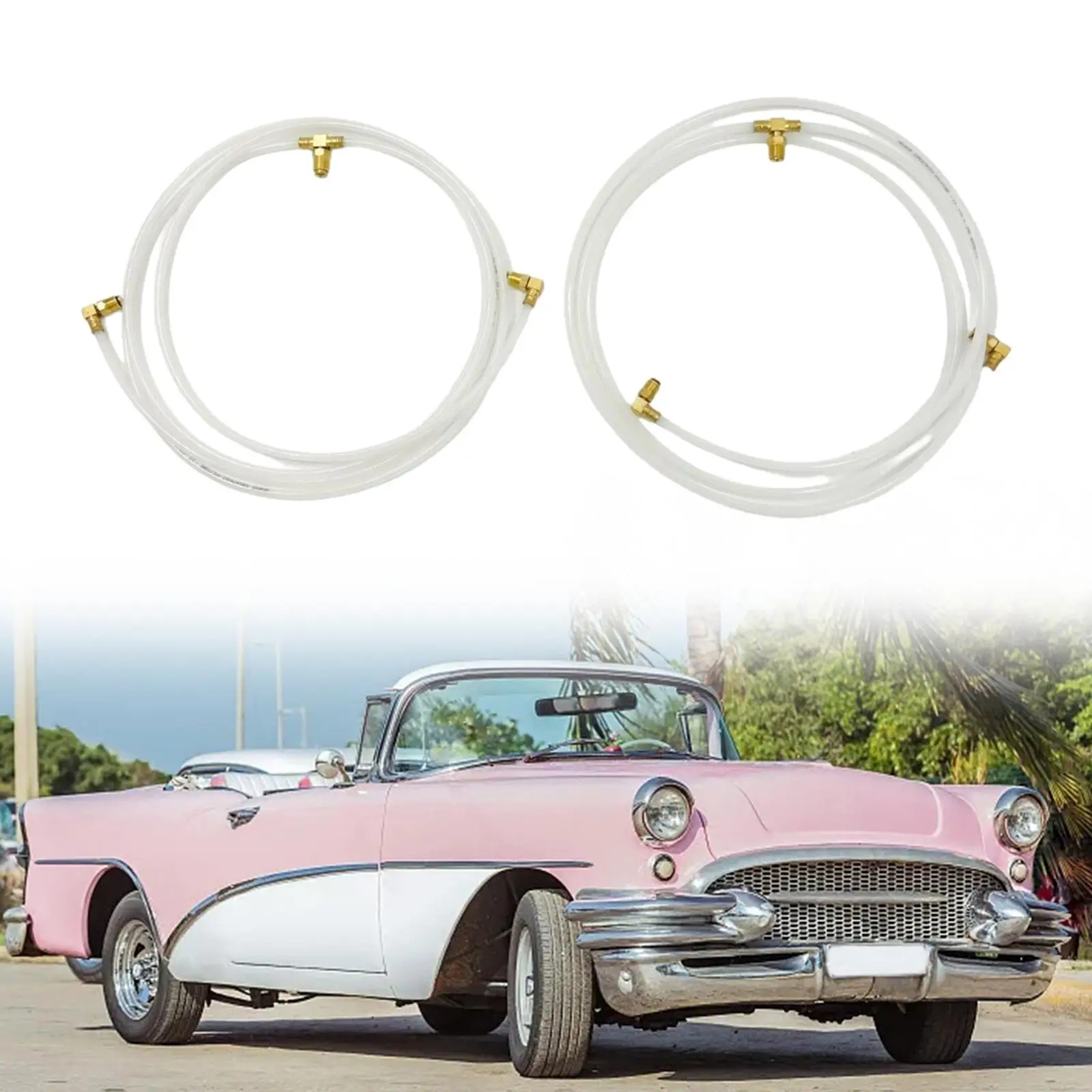 Pair Convertible Top Hydraulic Fluid Hose Lines Ho-white-set for Chevrolet Corvair Repair Part Easy Installation Durable