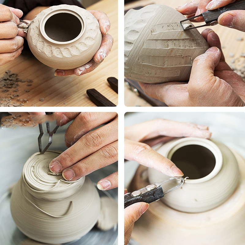 Description Picture 2 of itemCeramic Teapot Handle Scraper Replaceable Knife Head Polymer Clay Trimming Texture Ring Knife Carving Pottery Tool