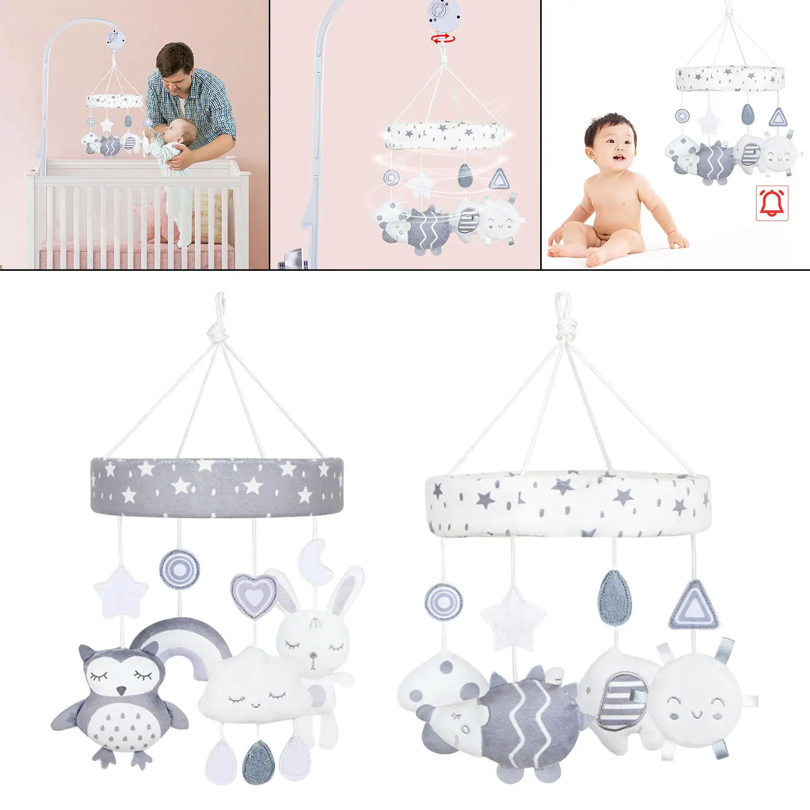 Nursery Crib Mobile Stroller Hanging Toy Newborn Rattles Mobile for Infants