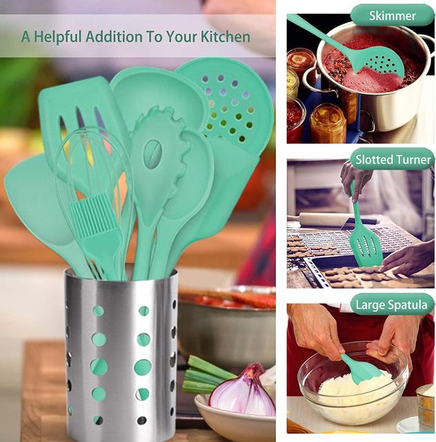 15pcs Silicone Cooking Utensils Set Dishwasher Safe Spatula Spoon Brush  Gadgets Tools 446°F Heat Resistant Kitchen Utensils - AliExpress