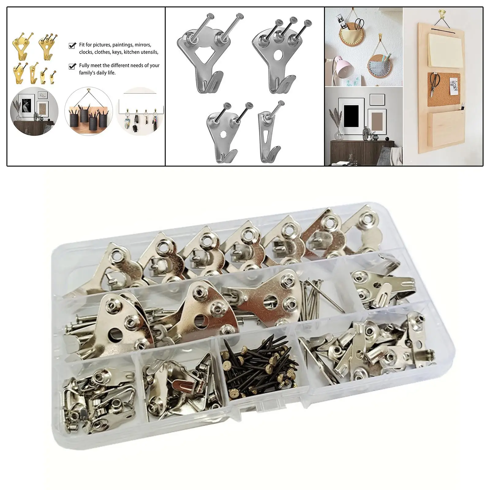 120Pcs Heavy Duty Picture Hangers with Nails Hanging Decoration for Clothes
