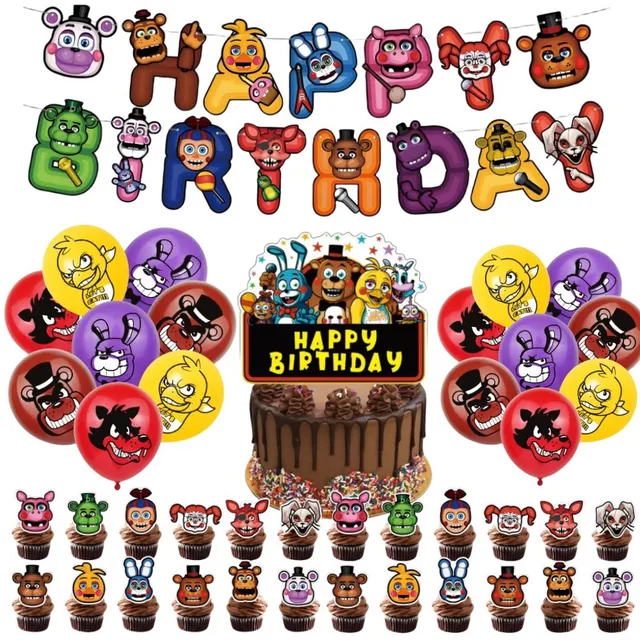FNAF At Five Nights Birthday Party Decorations Balloon Disposable Tableware  Plate Backdrop Cake Topper Supplies Kids Gift Figure - AliExpress