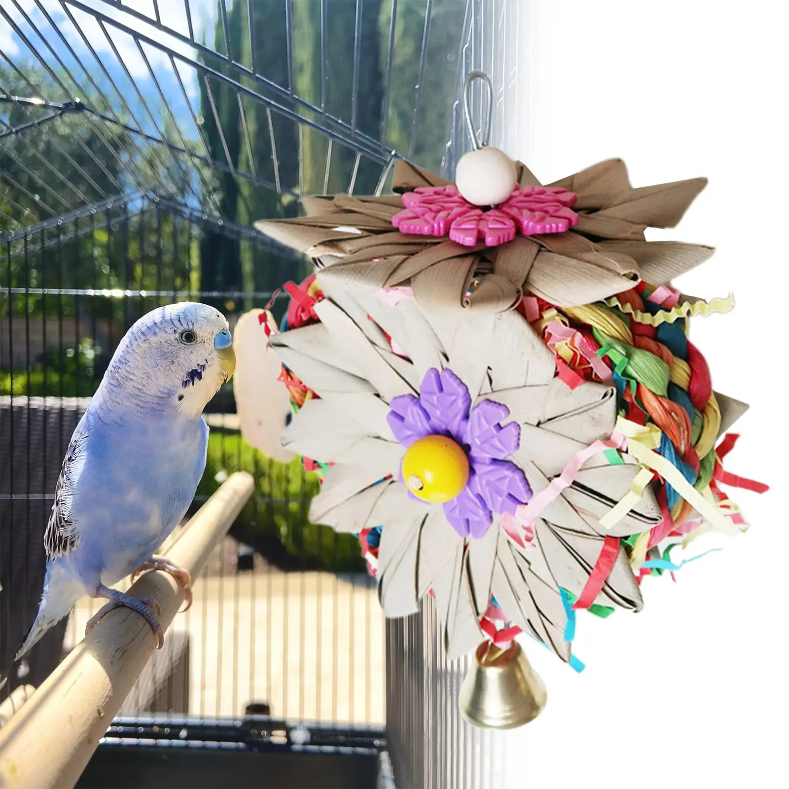 Bird Parrot Toy Wooden Hanging Funny Decorative Bird Chewing Toy for Finches Parrots Cages Decorations Cockatiel Climbing