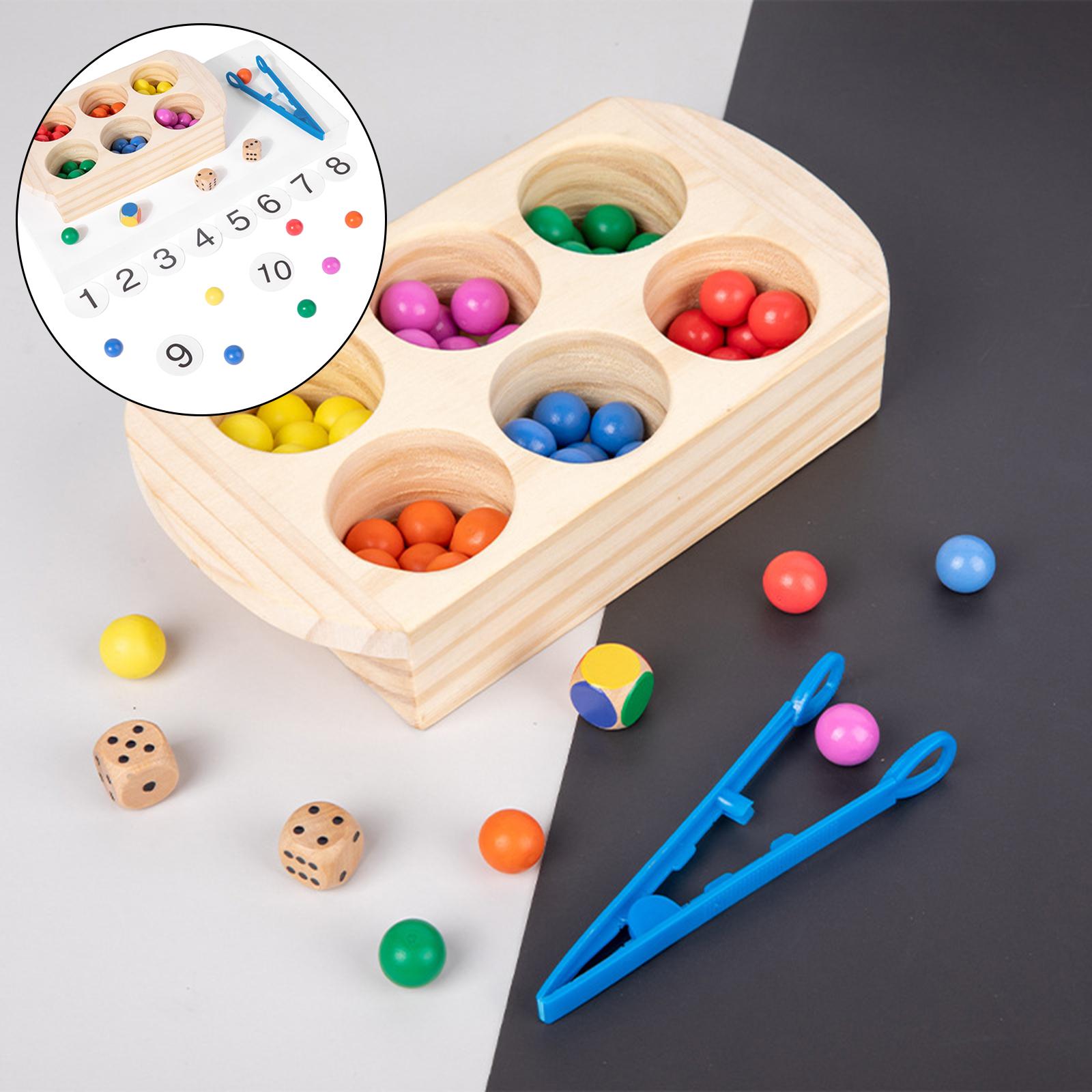 Multi-Colored Wood Counting Bead Color Matching Early Fun Interactive Toys