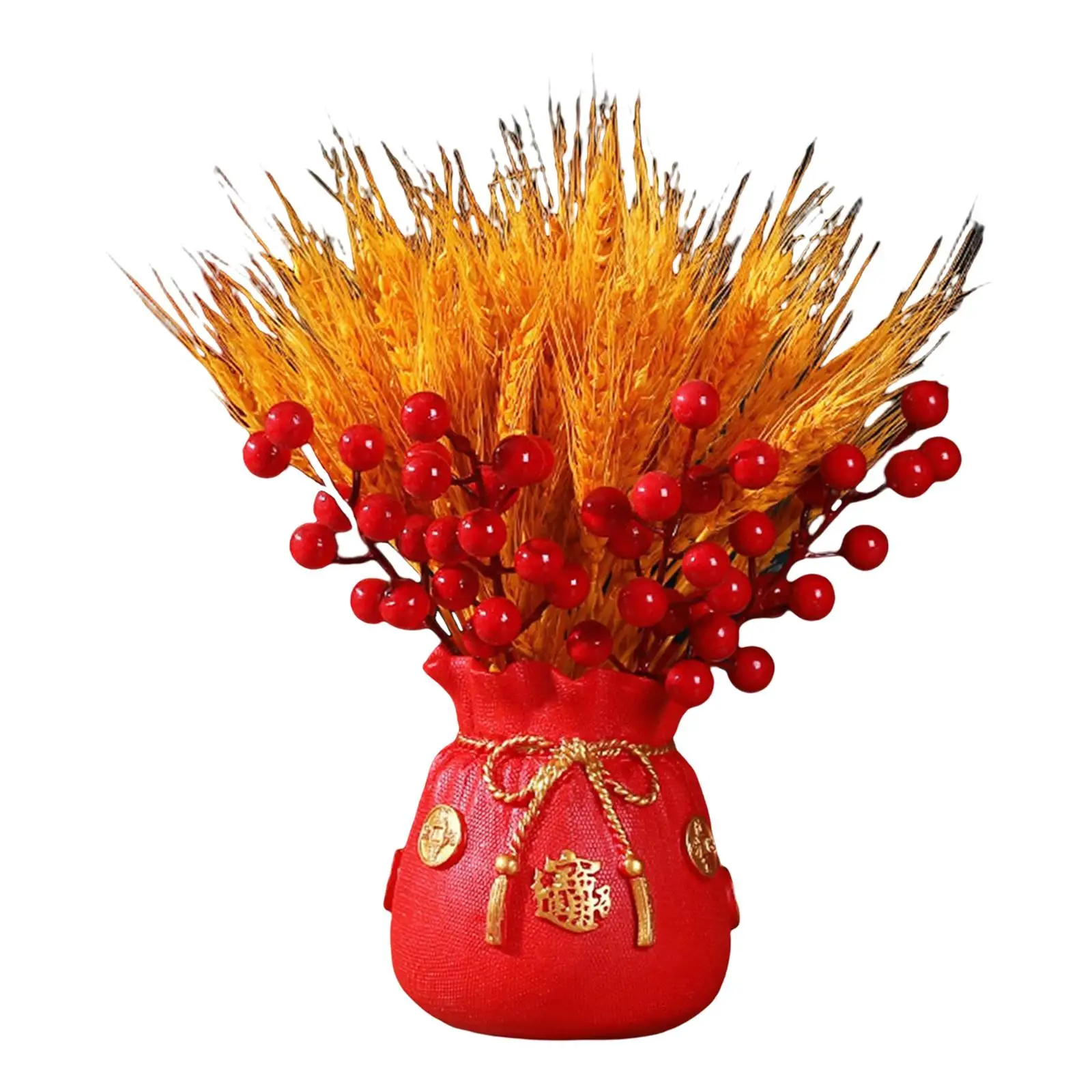 Resin Bag Shape Dried Wheat Vase Table Centerpiece Floral Holder Planter Bouquet