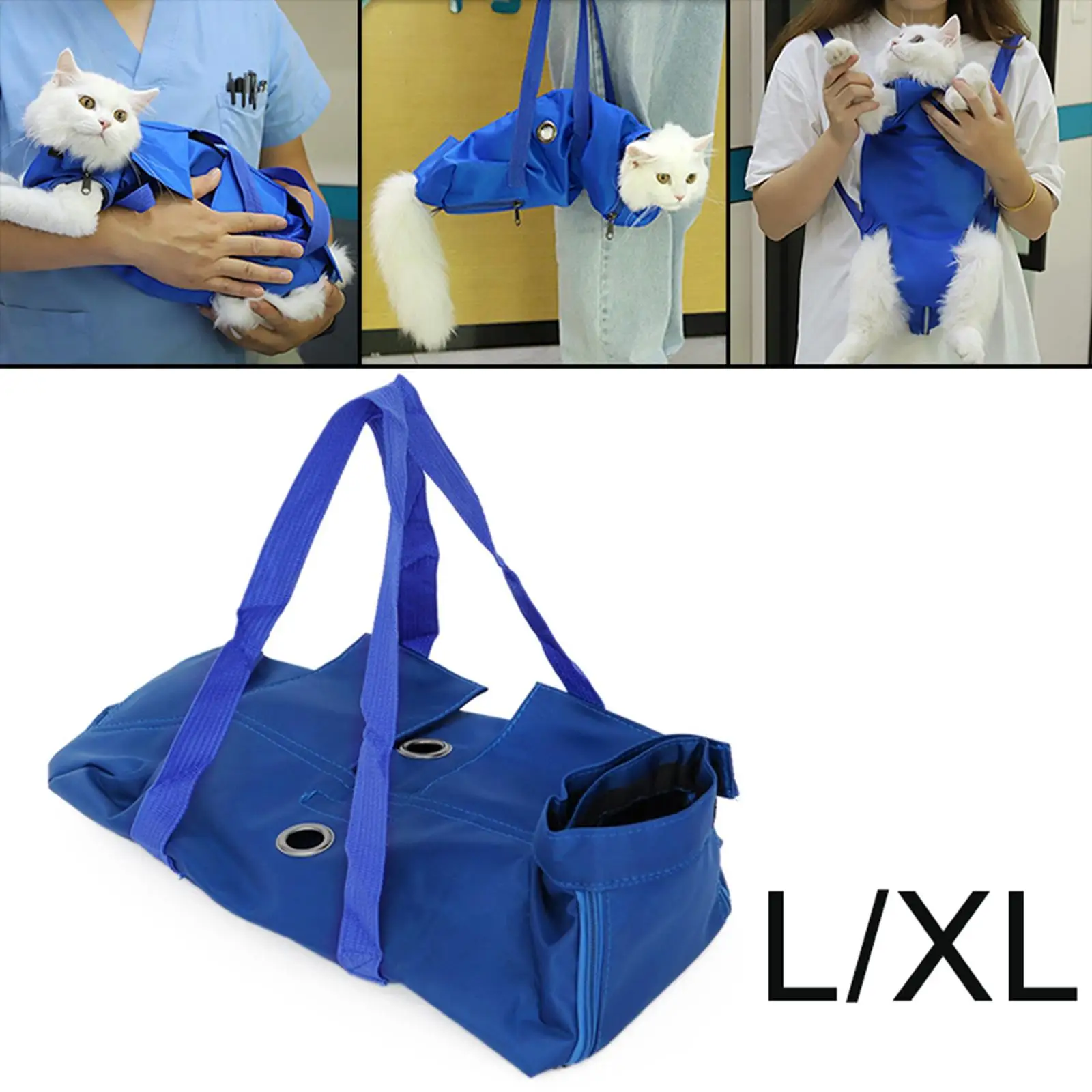 Cat Grooming Restraint Bag Oxford Cloth Strong Sticker Carrying Bag for Cats Dogs Nail Clipping Examining Washing Travel Pets