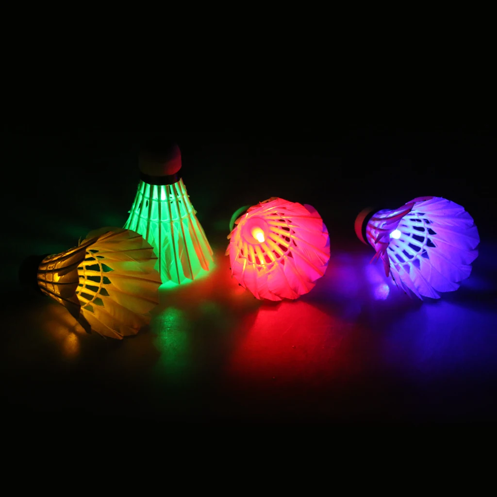 4 Pieces Colorful LED Badminton Ball Set Luminous Shuttlecocks