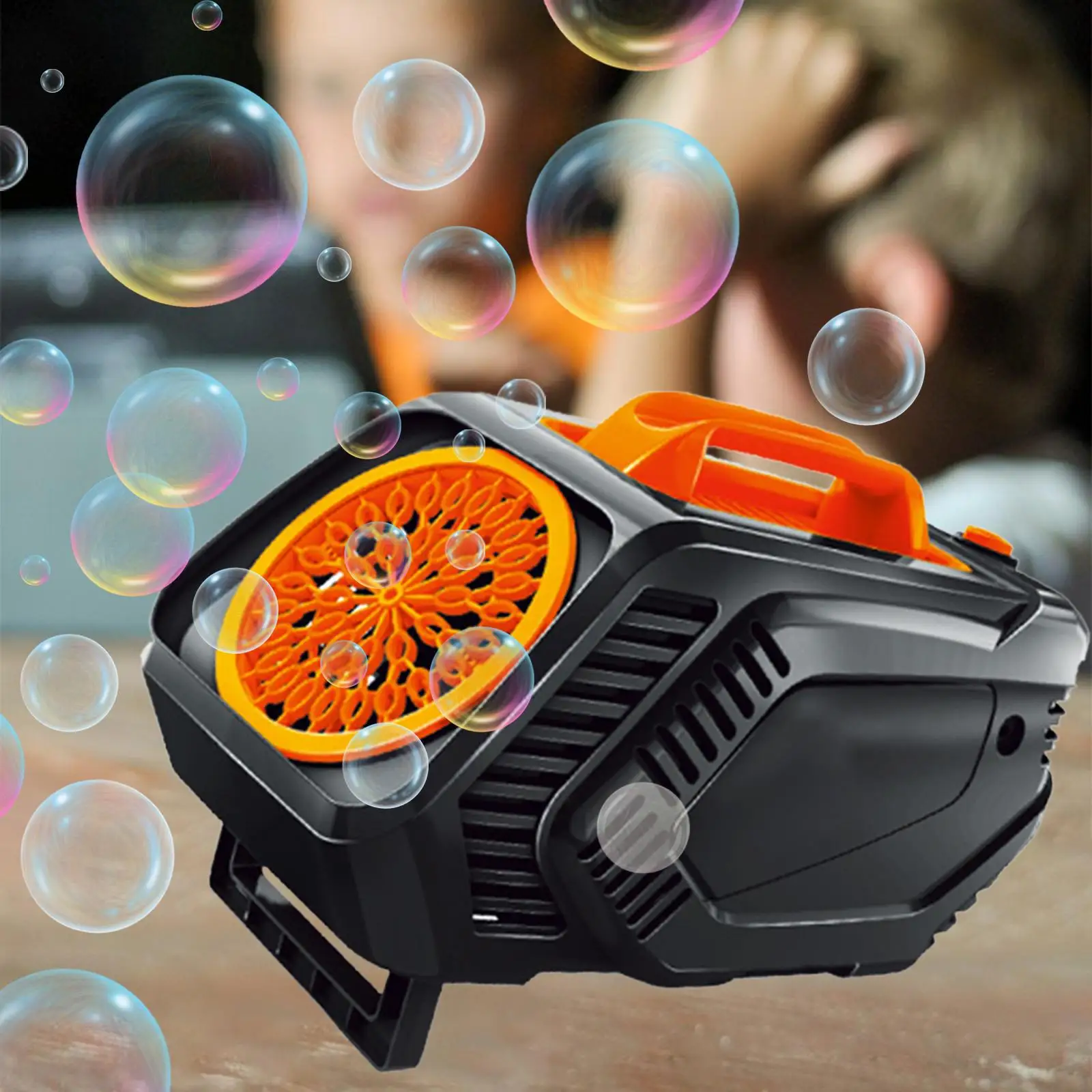 Automatic Bubble Maker Machine Portable with Flashing Lights Bubble Blower with Handle for Outdoor Party Supplies Kids Toddlers