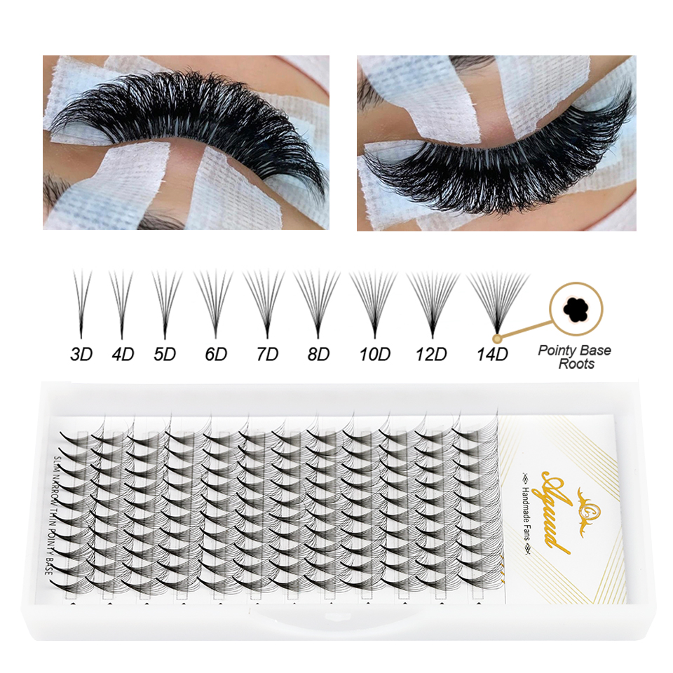 Best of AGUUD Sharp Narrow Thin Pointy Base Premade Fans Lashes 5D 6D 8D 10D 12D 14D Middle Stem Premade Volume Fans Eyelash Extensions Reviews & Tips