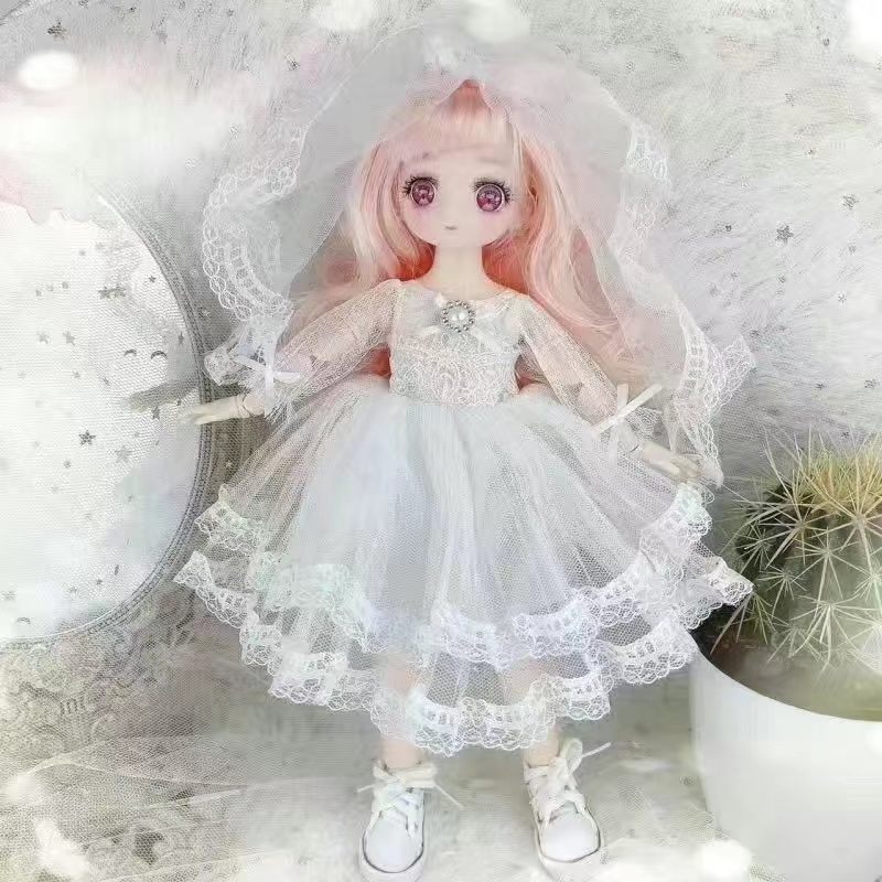30cm Kawaii BJD Doll Girl 6 Points Joint Movable Doll with Fashion Clothes Soft Hair Dress Up Girl Toys Birthday Gift Doll New