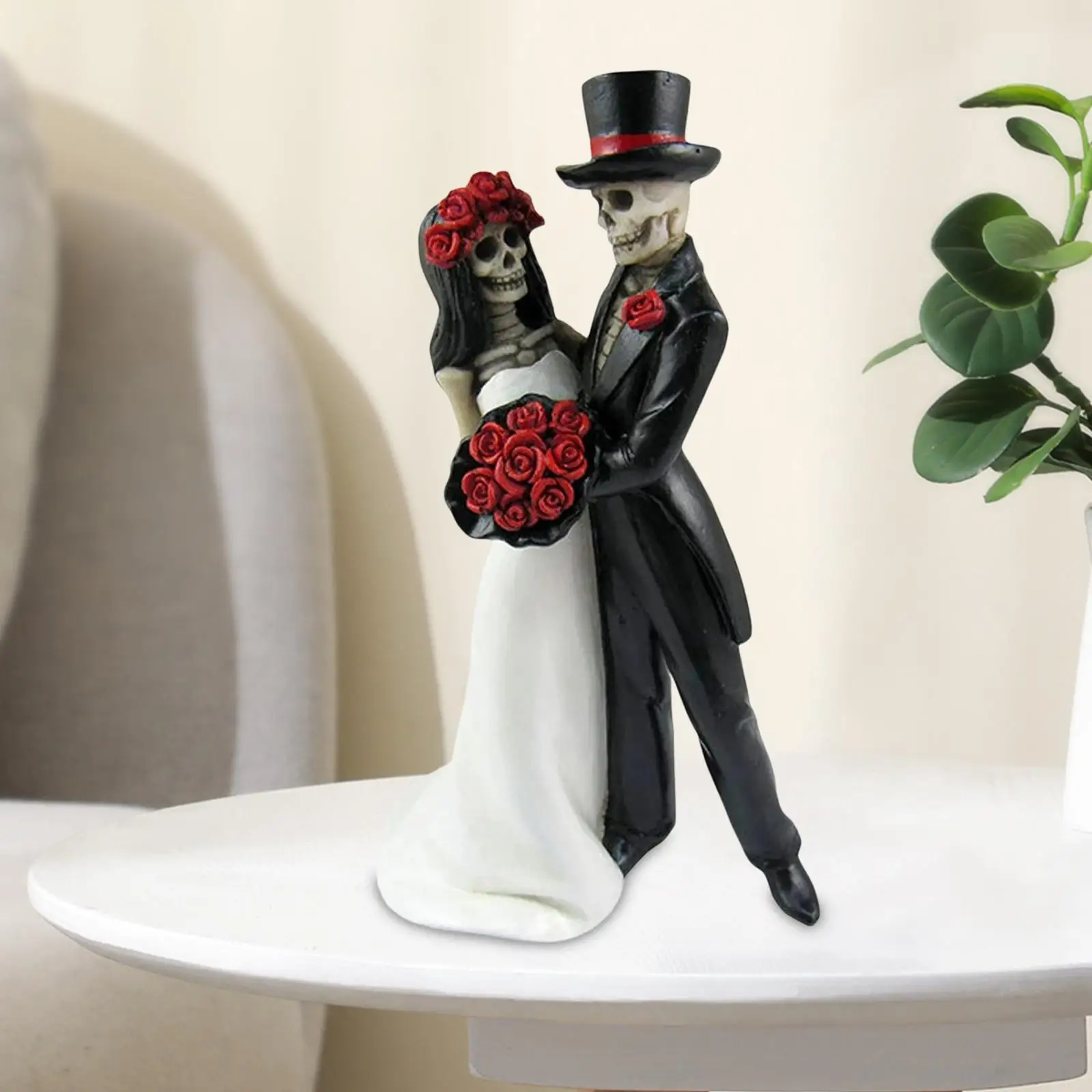 Resin Skeleton couple Skull Ornaments Art Figurine bride Crafts Collectible for Yard Birthday Living Room Home Decor Garden