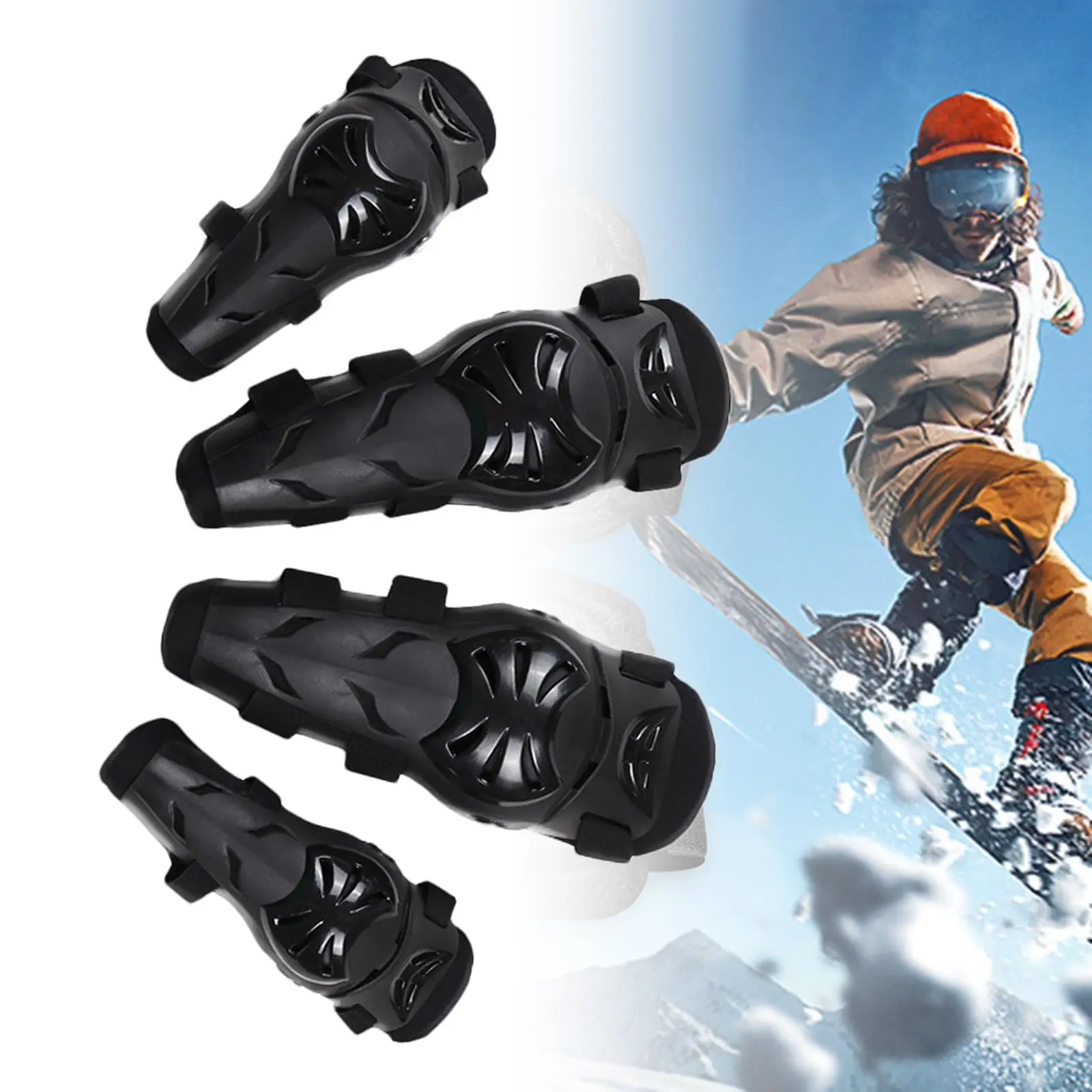 4 Pieces Motorcycle Knee Shin Guards for Skating Cycling Powersports