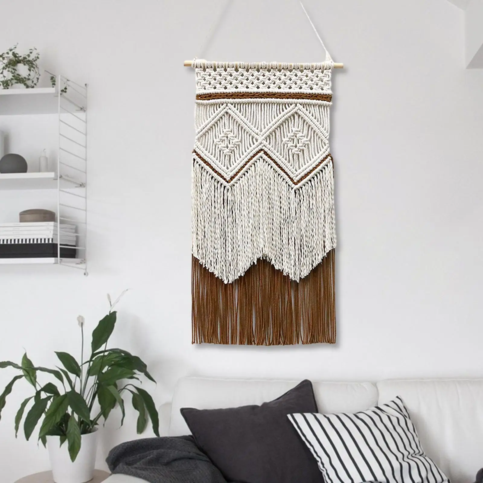 Handmade Woven Tapestry Tassels Wall Decor Woven Tapestry Macrame Wall Hanging for Wedding Apartment Dorm Living Room Bedroom