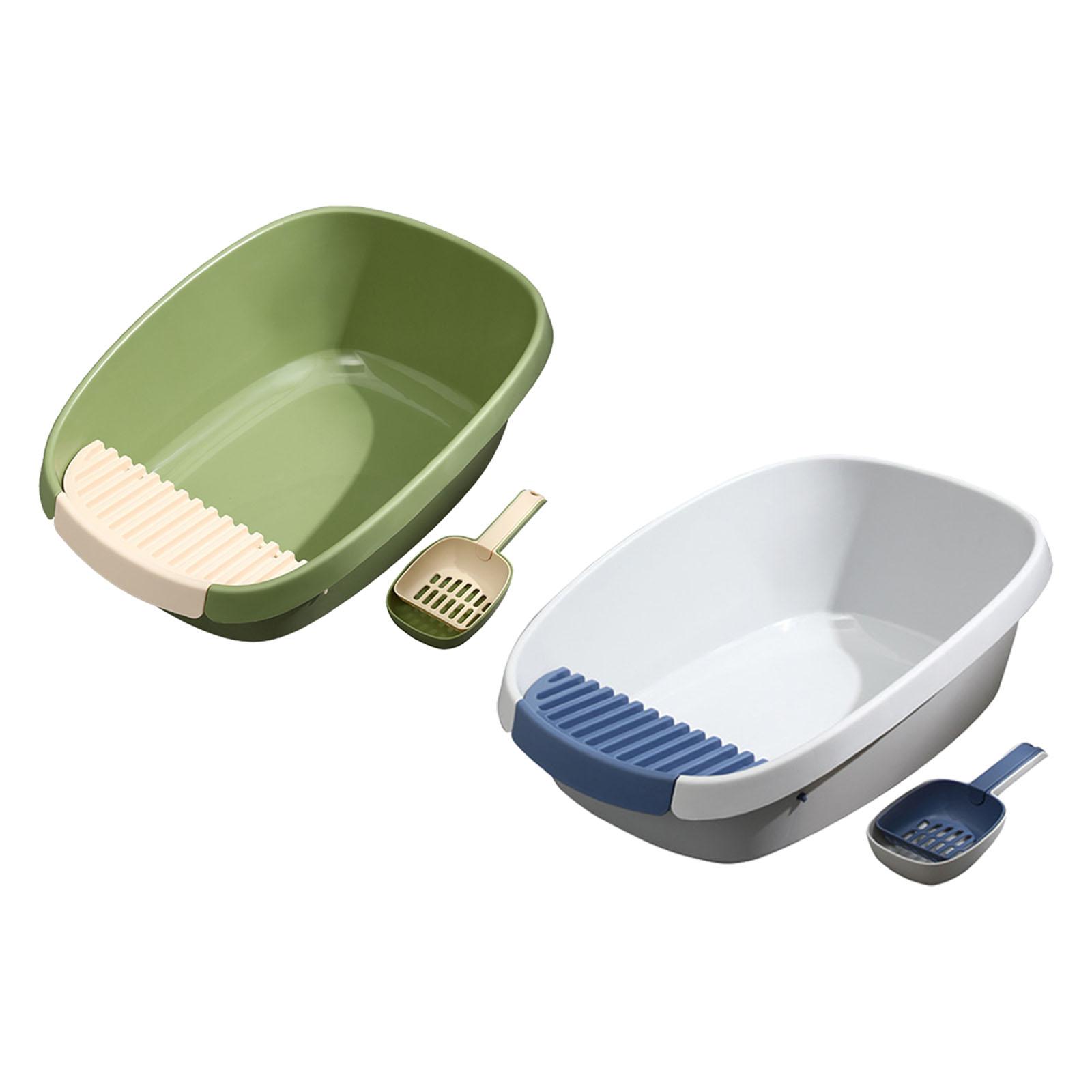 High Sided Open Cats Litter Box and Spoon Potty Toilet Anti Splashing Portable Nonstick Large Space Splashproof Pets Supplies