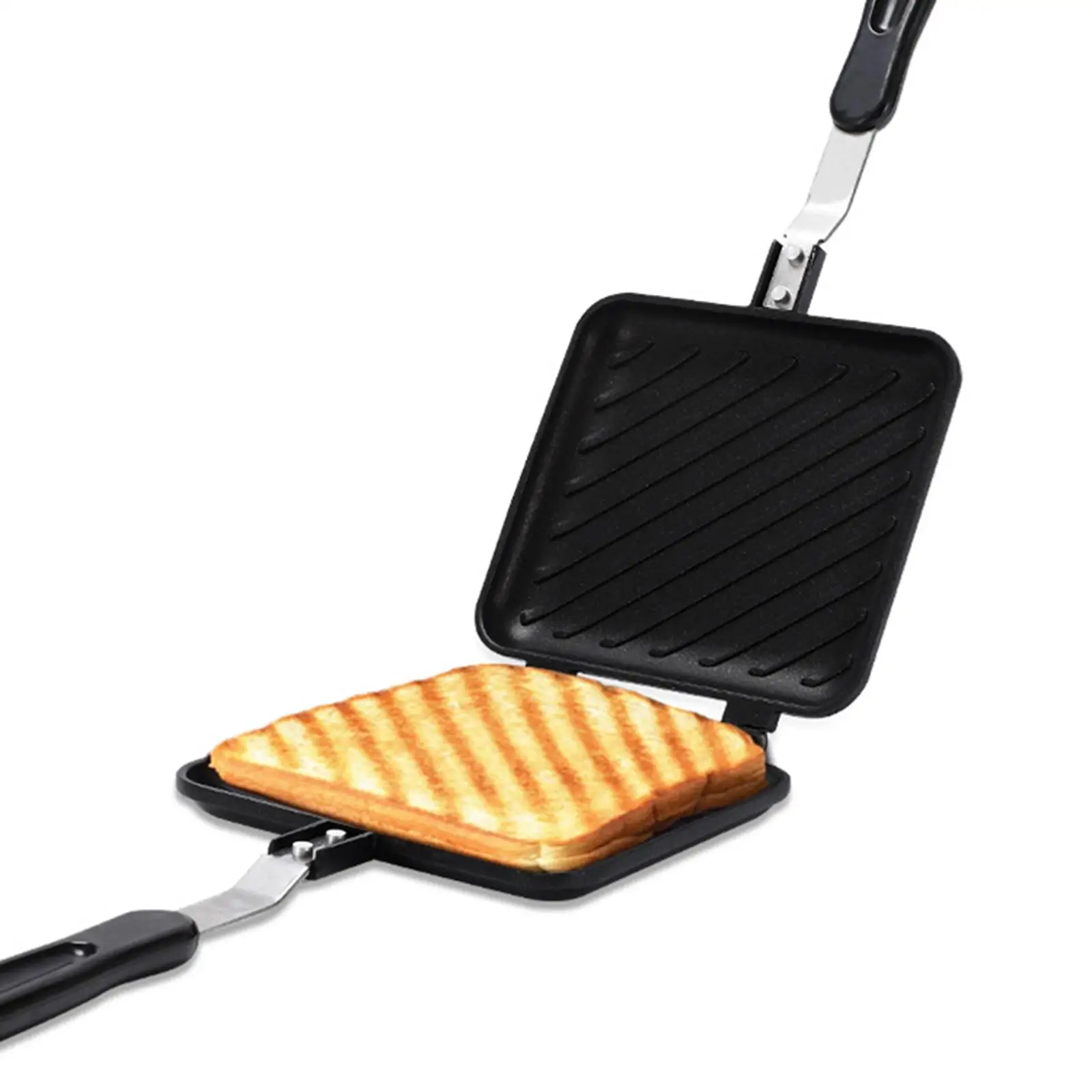 Dual Sided Heating Cooking Pan Long Handle Nonstick Skillet Cake Maker Pan Rectangle Non Stick for Electric Ceramic Stove