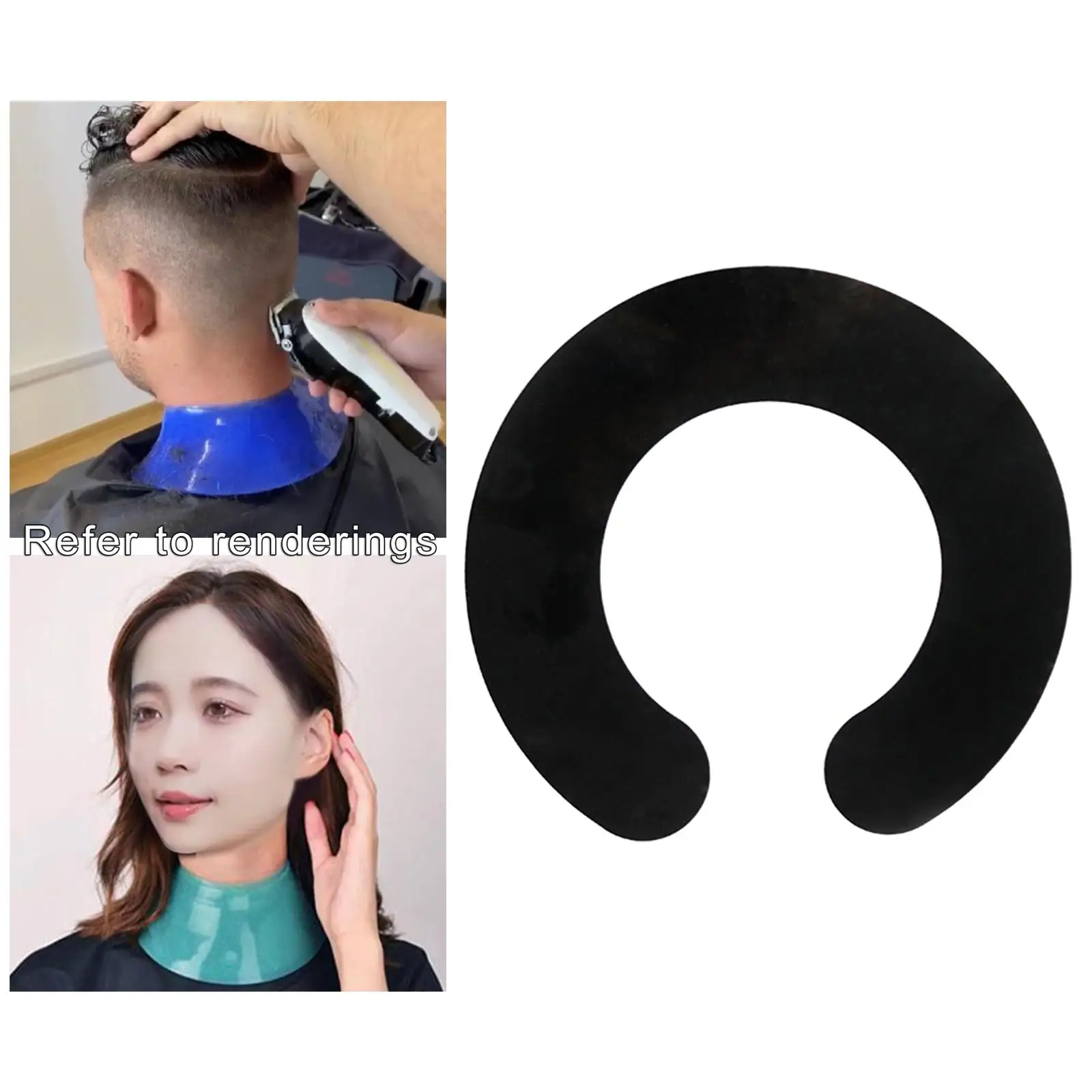 2x Silicone Hair Salon  Cutting Collar Waterproof Adjustable,  ,Guard Tool, Shawl for Hairdressing Salon Barber  Black