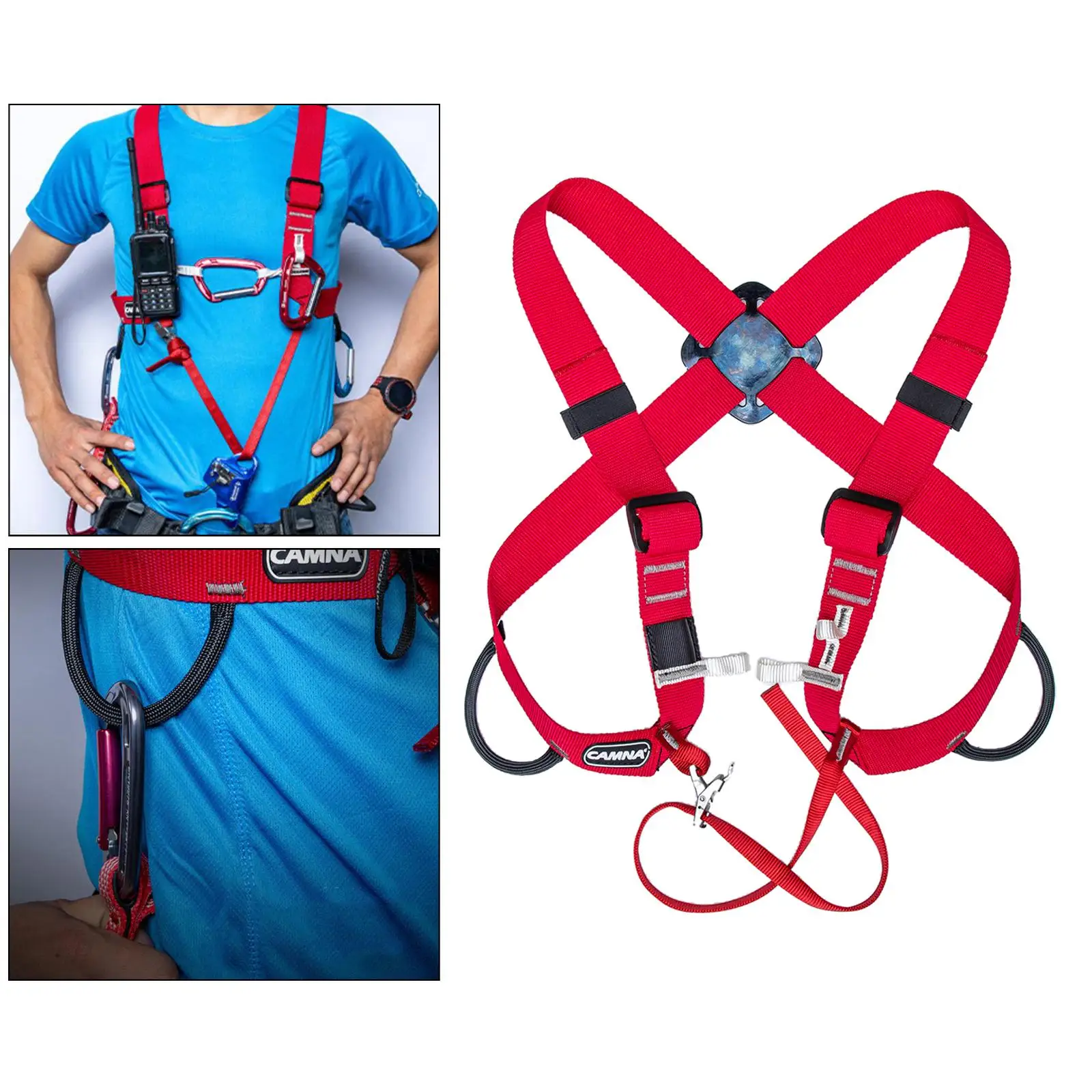 Upper Body Safety Harness Ascending Protection Adjustable Fixed Belt Caving Canyoning Rock Climb