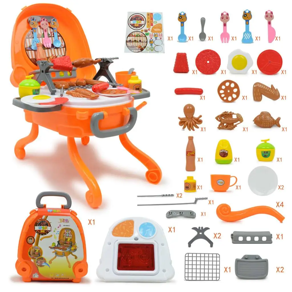 40Pcs Electric Barbecue  Pretend Play Toy Set , , Easy to Carry and Storage
