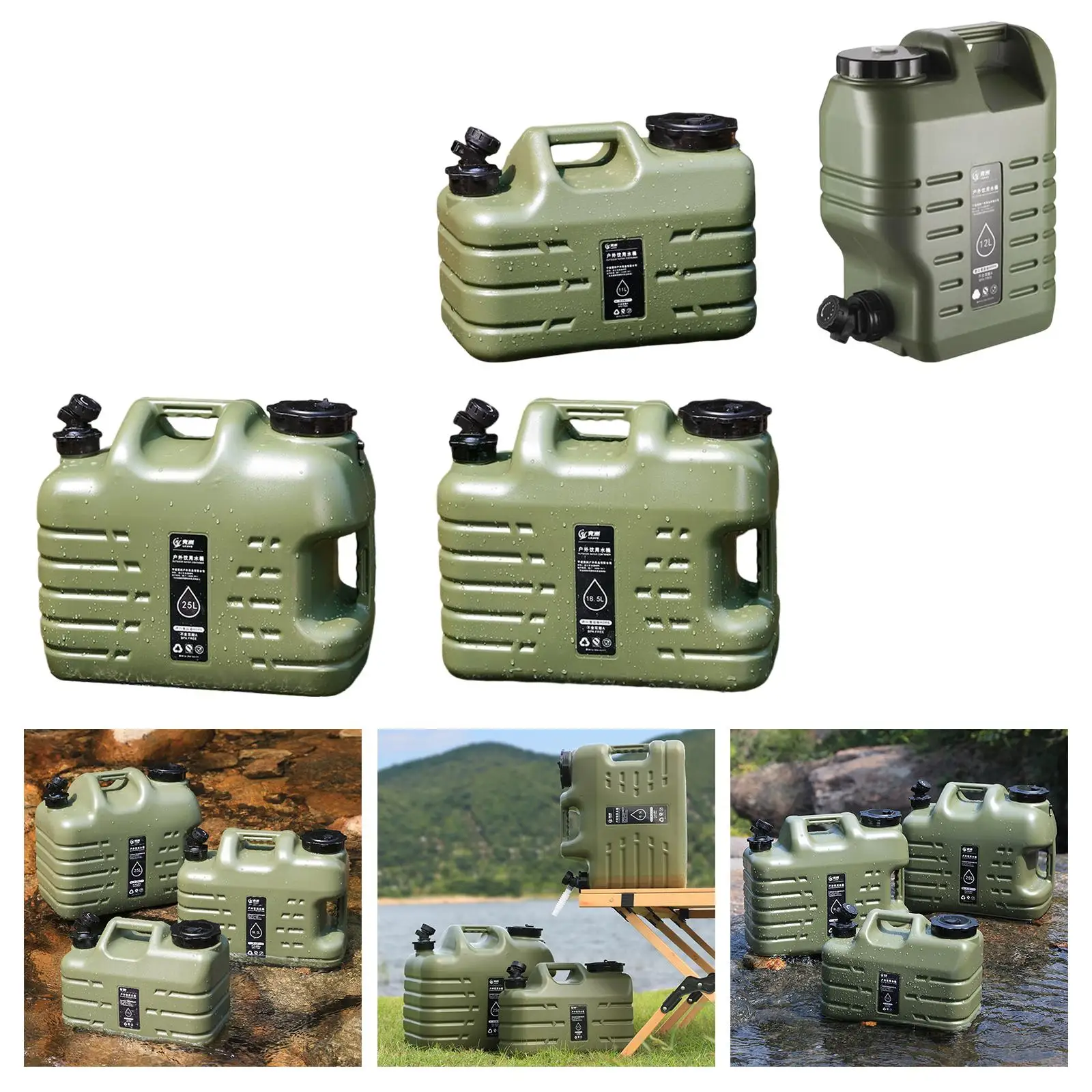 Water Container with Spigot Water Storage Barrel for BBQ Survival Camping