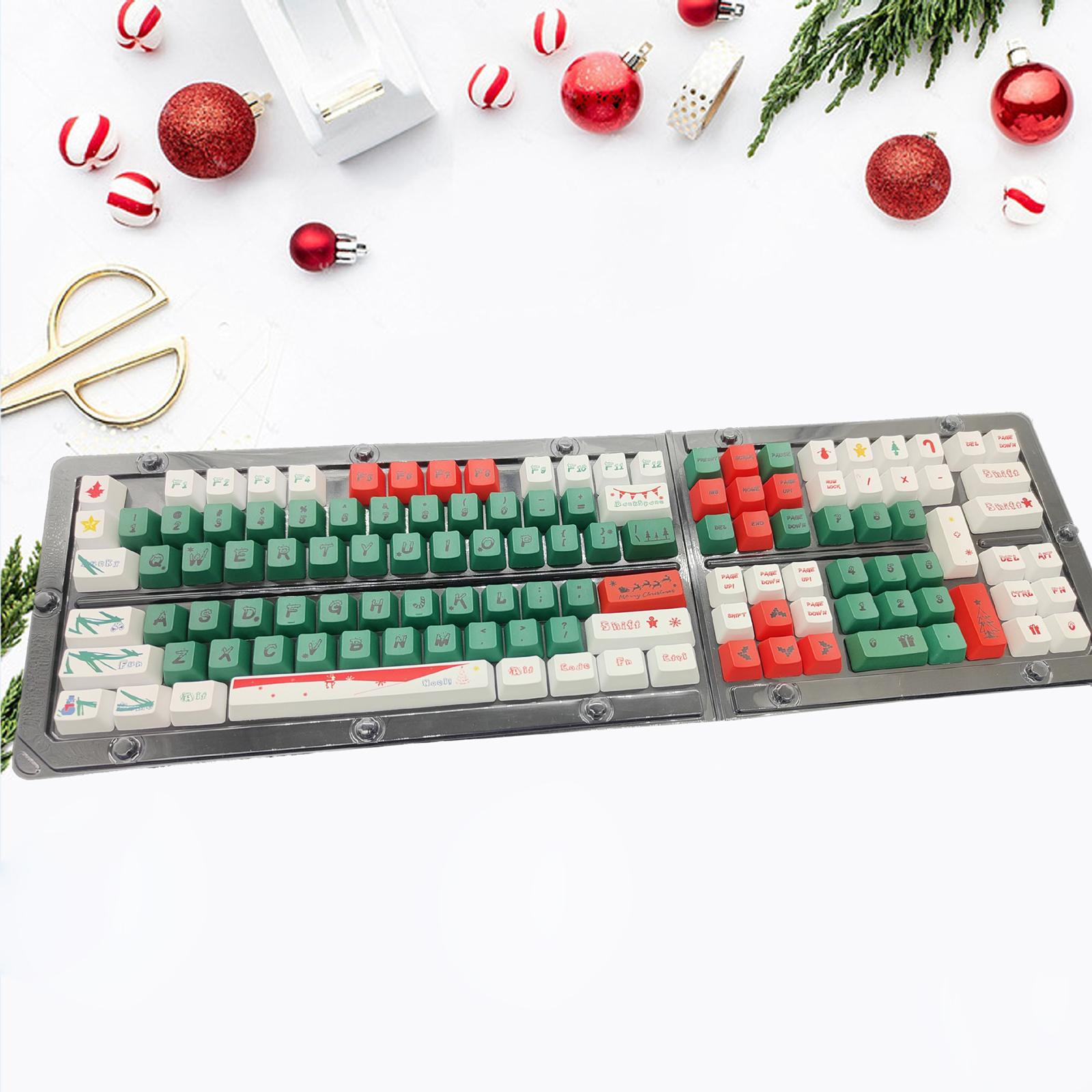 123-Key PBT Keycaps Christmas Style Mechanical Keyboard Keycaps for 61/ 64 /68 /87/ 96 /98 /108