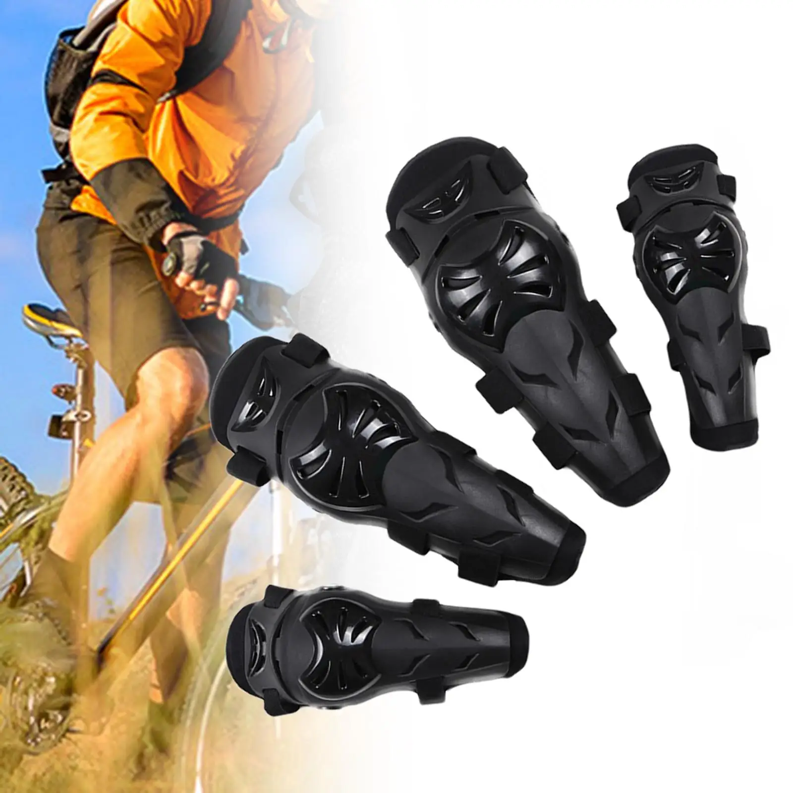 4Pcs Motocross Elbow Knee Shin Guards Adjustable Nonslip Protective Elbow Guard Pads for Mountain Biking Sport Motocross