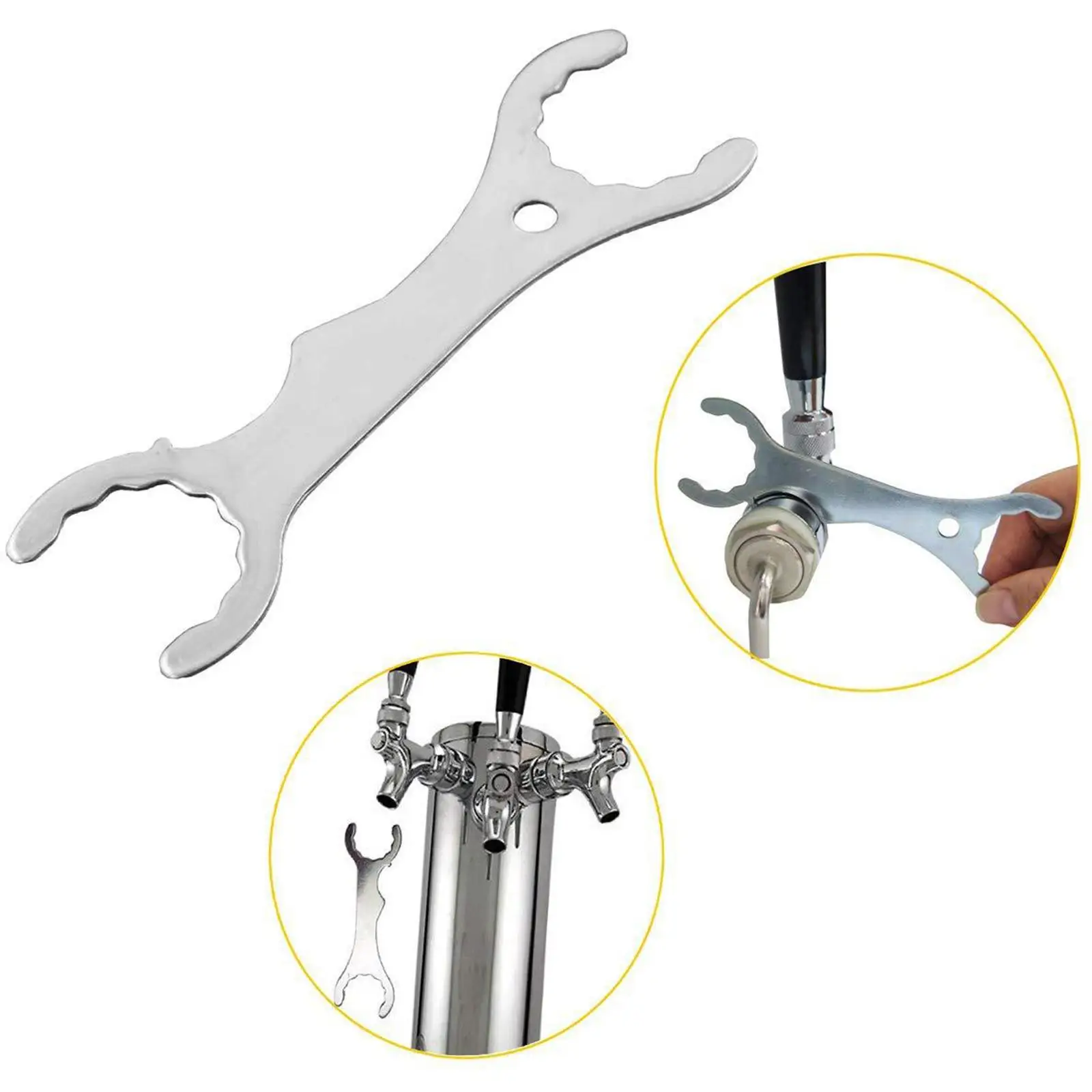 Beer Faucet Wrench Multi Use Stainless Steel Tightens Tower or Shank