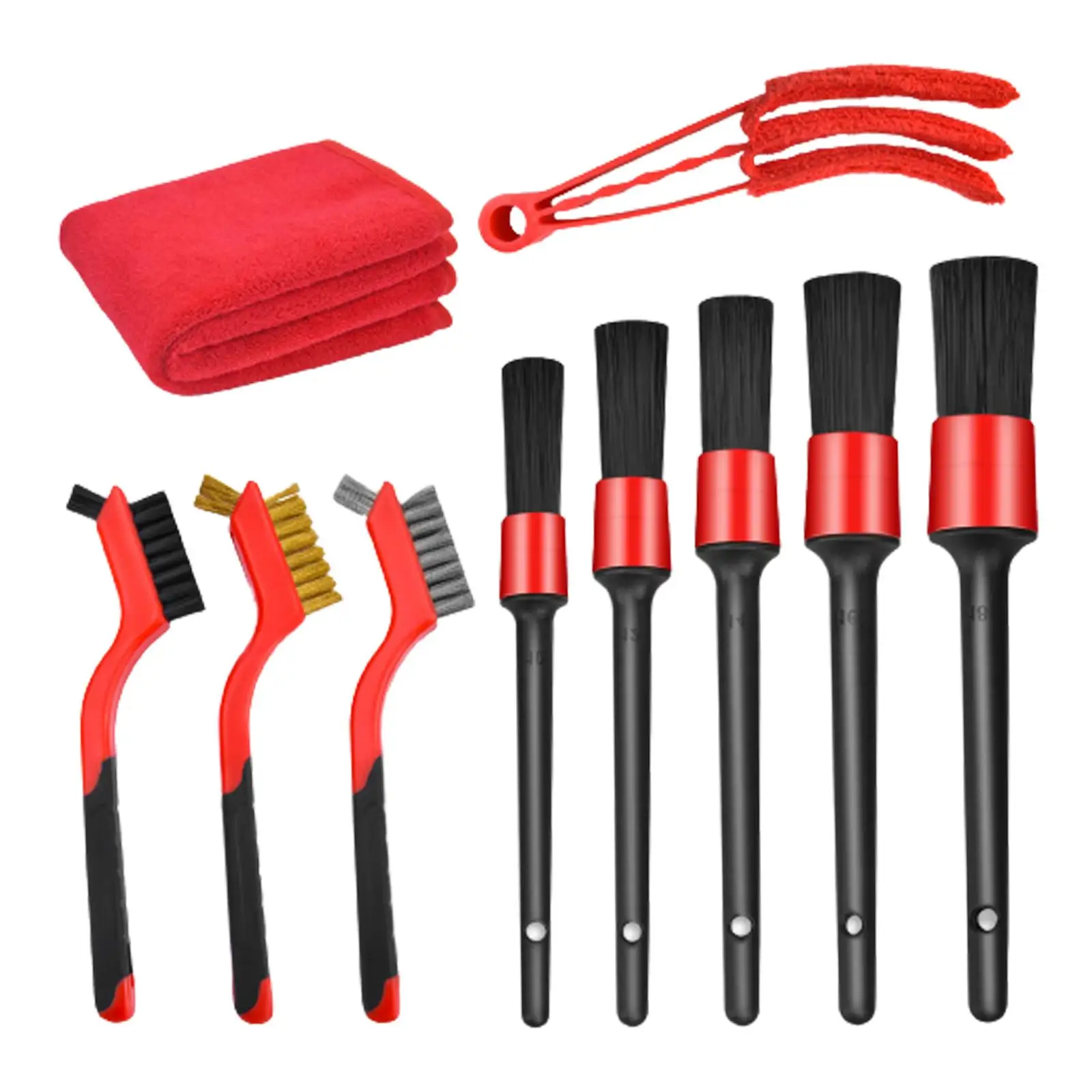 10 Pieces Car Wash Kit Exquisite Workmanship Durable Softer Car Cleaning Kit for Carpets Dashboard Leather Wheels Interior