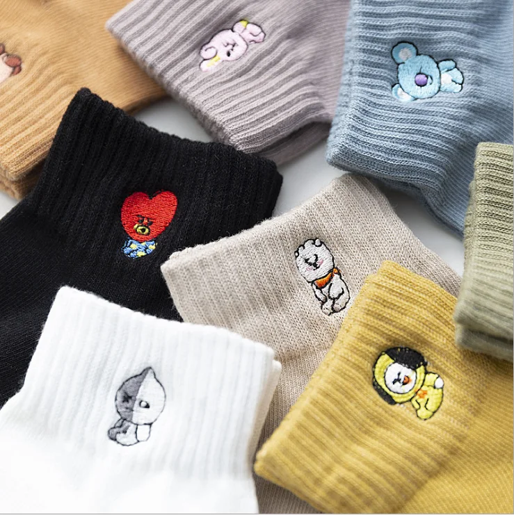 3 Pairs Kawaii Cartoon Print Socken Frauen Pack Nette Sets Lustige Meias Diver lustige Candy Farben Calcetines Mädchen Herbst Winter – Detail 11