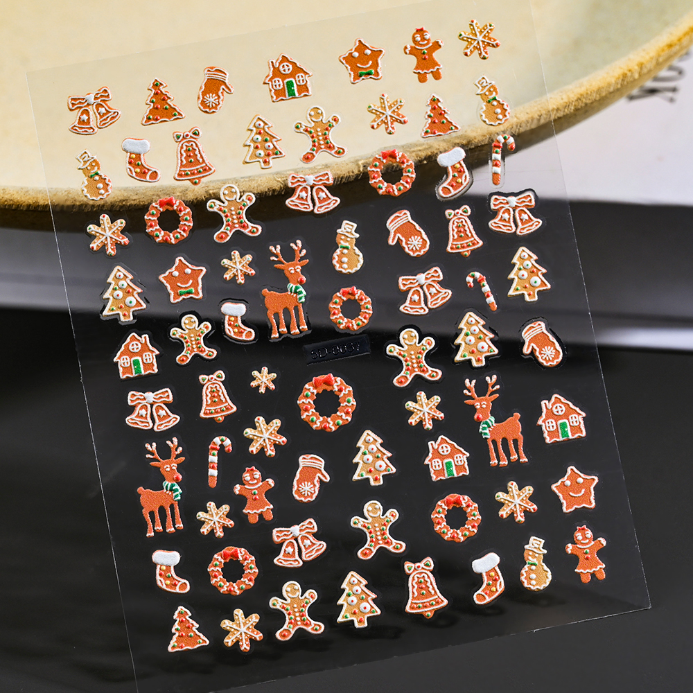 Best of Christmas Gingerbread Man Snowflake 3D Nail Stickers Cute Cartoon Penguin Bell Xmas Sliders Decals Winter Nail Art Decorations Reviews & Tips