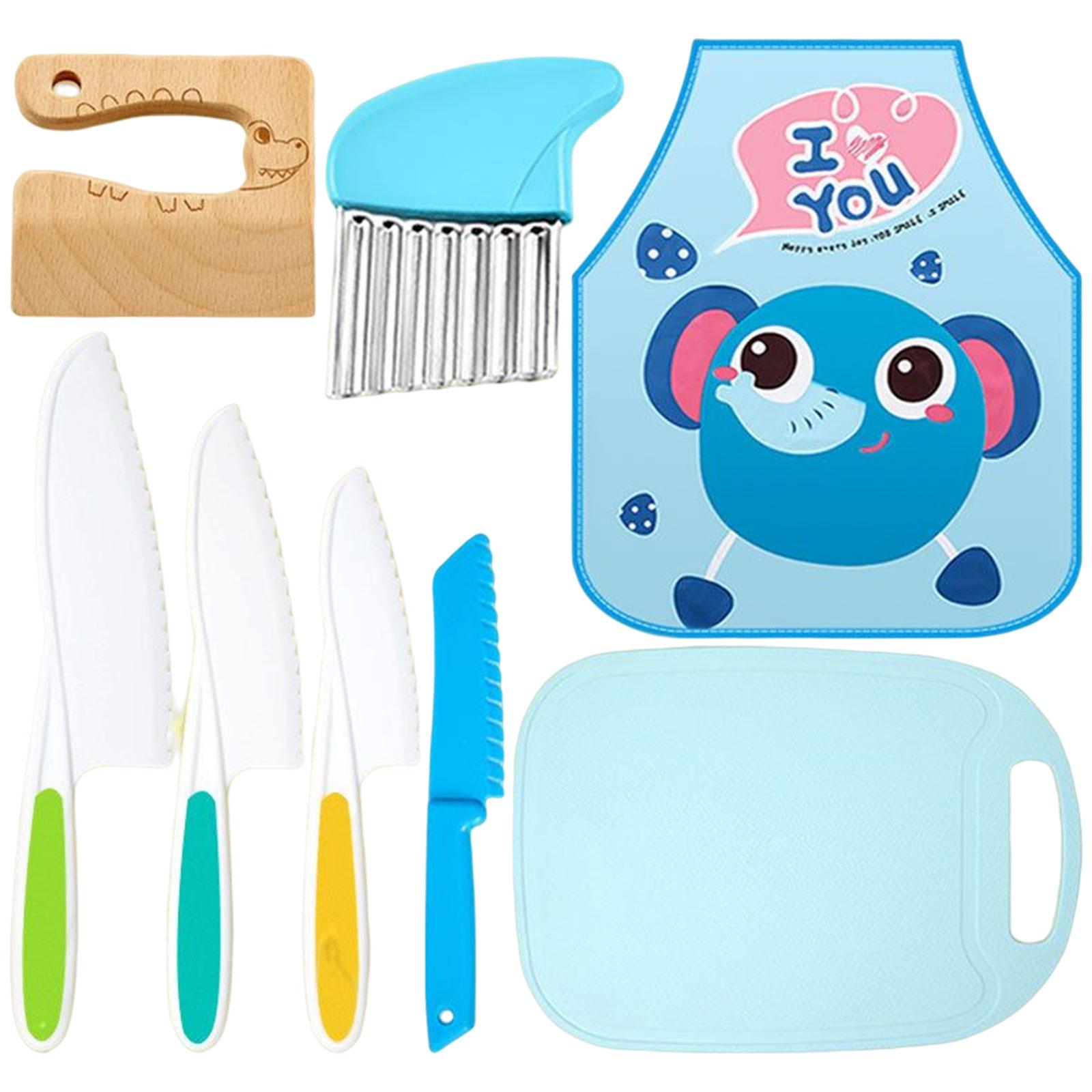 8x Children Kitchen Cookware Playset Learn Skills Children Apron and Cutting Board Cooking Toys for Kids Baby Holiday Gifts