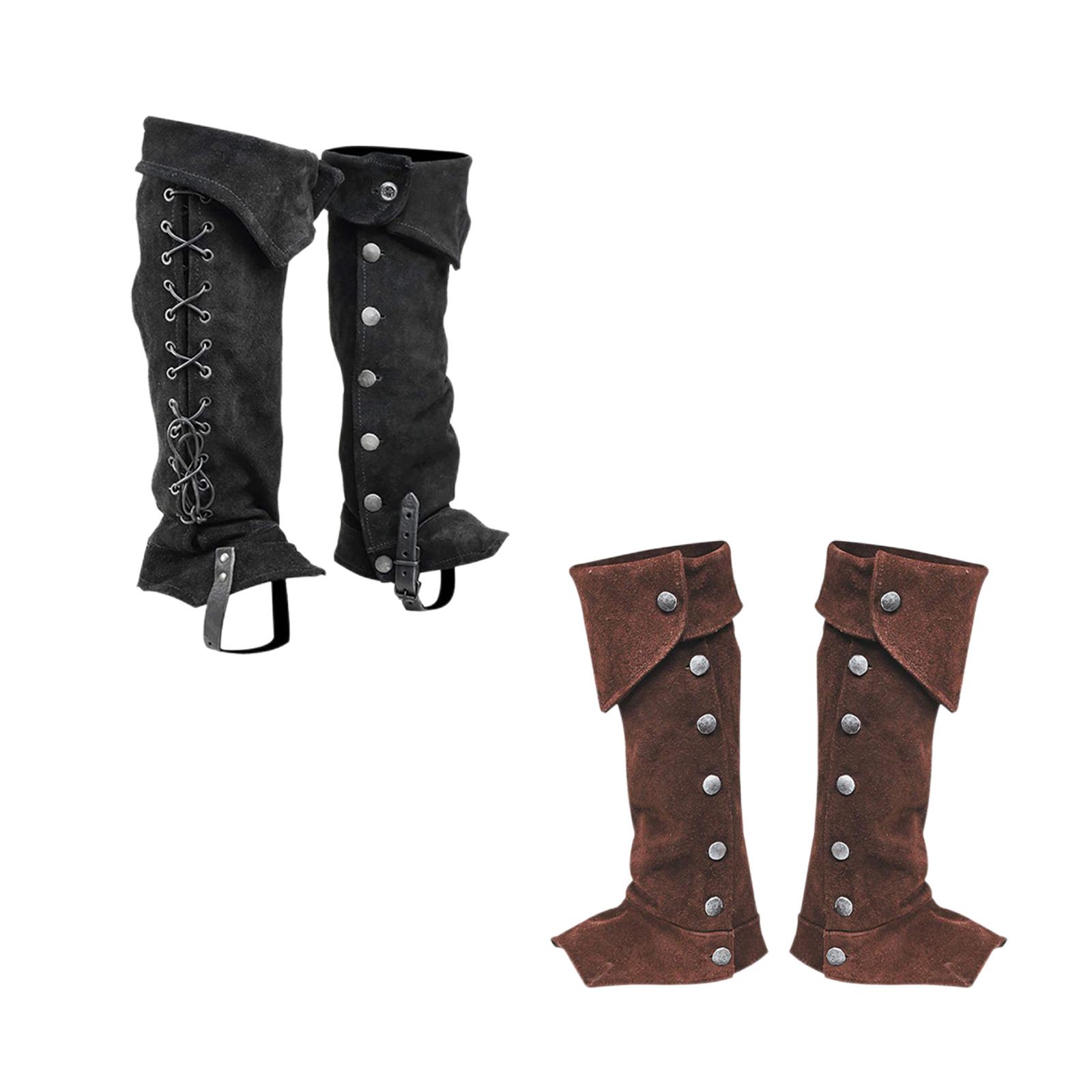 Medieval Gaiters Pirate Boot Tops Shoes Cover Steampunk Knight Warrior Leg Guards Gothic Punk Boot Top for Festival Halloween