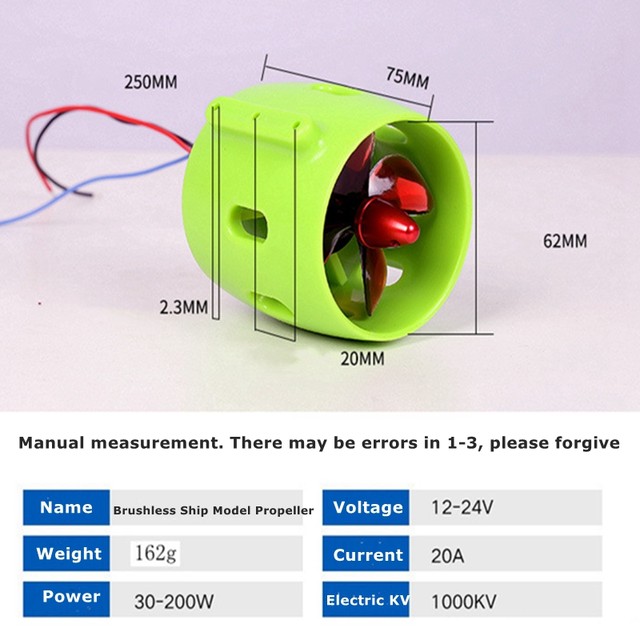 DIY Underwater Thruster, 12V RC Jet Boat Underwater Propeller Thruster  Brushless Motor, Waterproof 4-Blade Thruster for Fishing Boat Kayak Robot  (CCW)