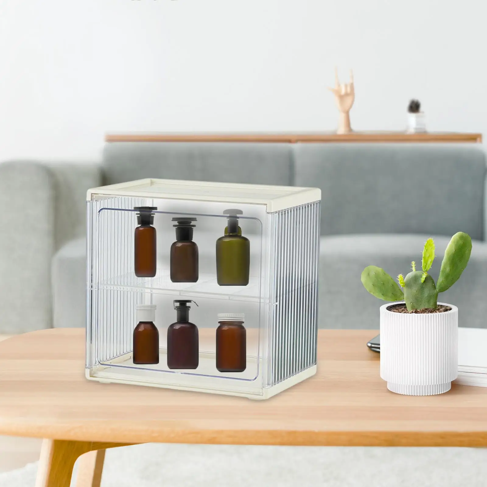 Desktop Tea Holder Container with Lid Organizer Holder Caddy Tote Bin Multipurpose for Bathroom Pantry Sugar Mugs