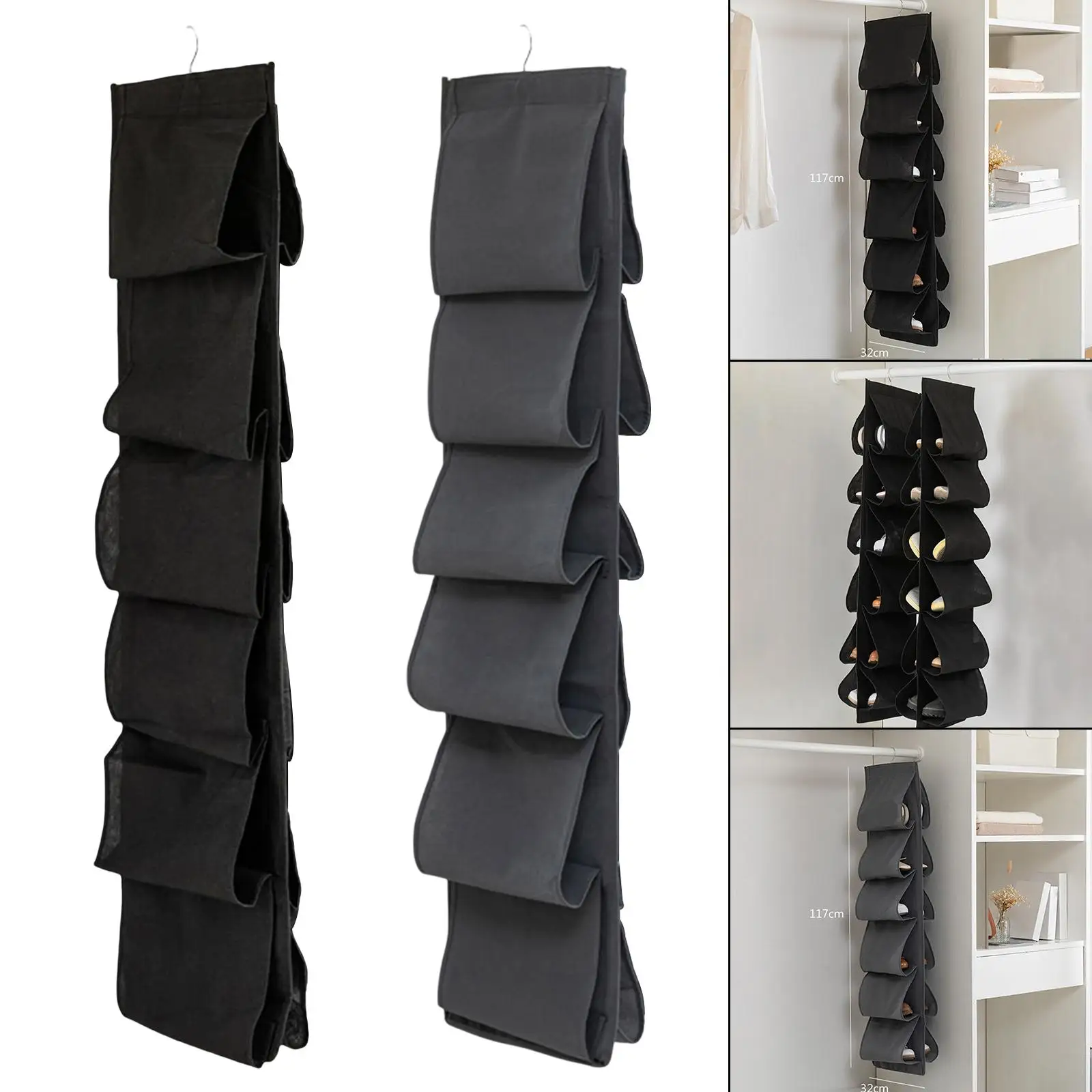 Hanging Shoes Rack Over Closet Shoes Storage Hanging Bag, Door Shoes Rack for Home