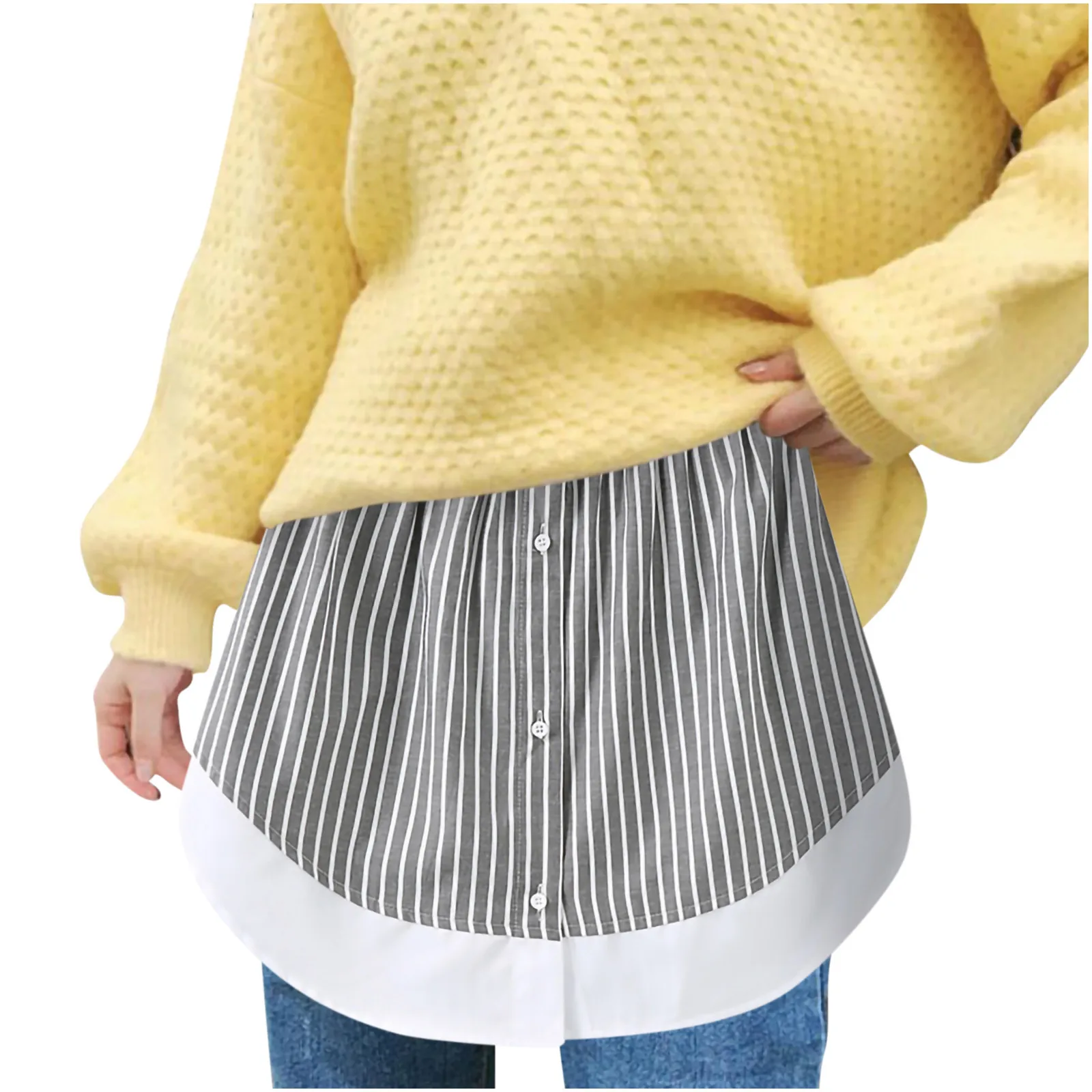 2 Piece Unisex Shirt  Adjustable Extender Layering Fake Tops Lower Sweep Half-length Elastic Waist skirt vintage long skirts red skirt
