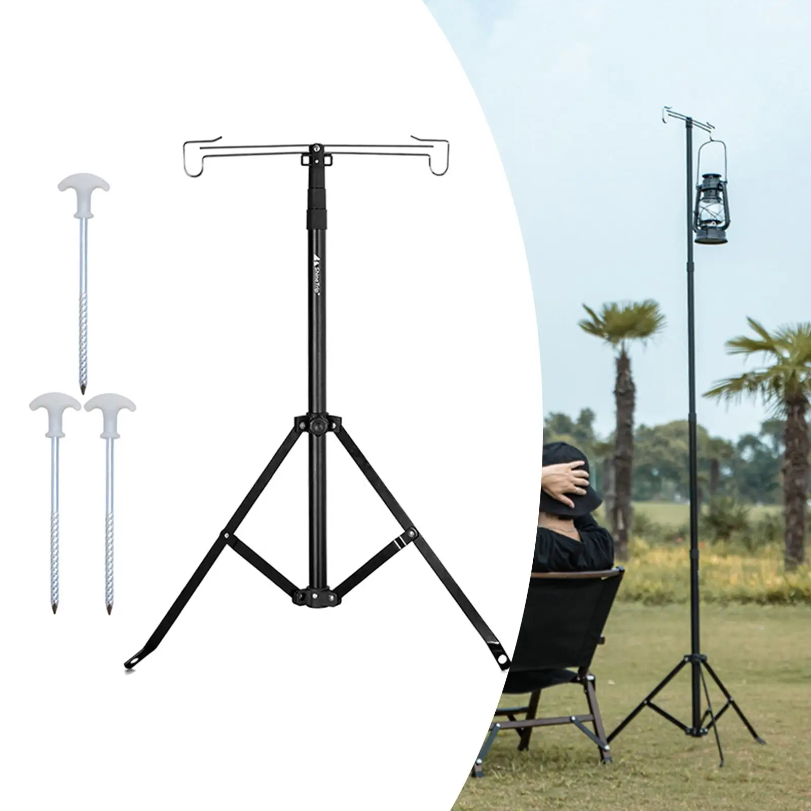 Camping Lantern Post Tripod Design Portable Folding Collapsible for Barbecue